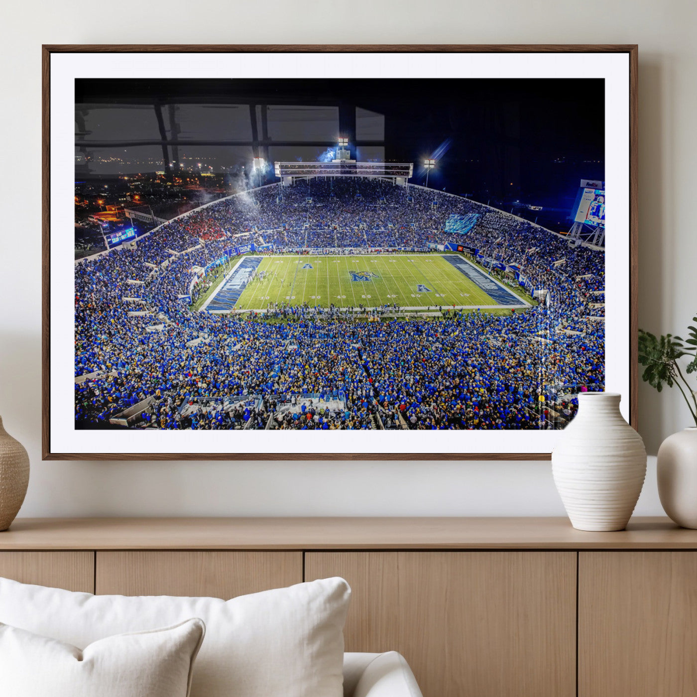 MGC-FP-36x24 - University of Memphis Tigers Football Team Print - Memphis Simmons Bank Liberty Stadium Wall Art