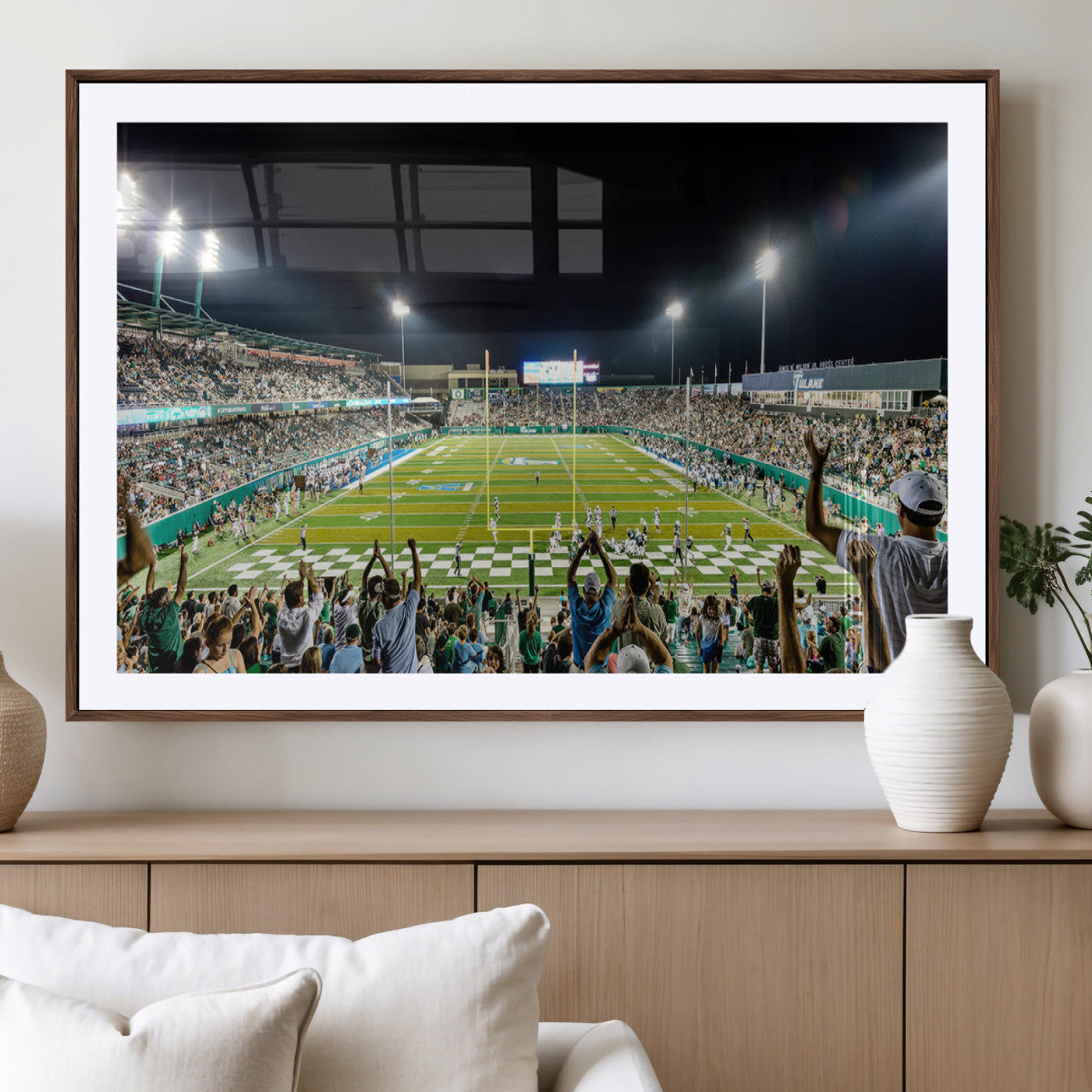 MGC-FP-36x24 - The Tulane University Green Wave Football Team Print - New Orleans Yulman Stadium Wall Art Canvas