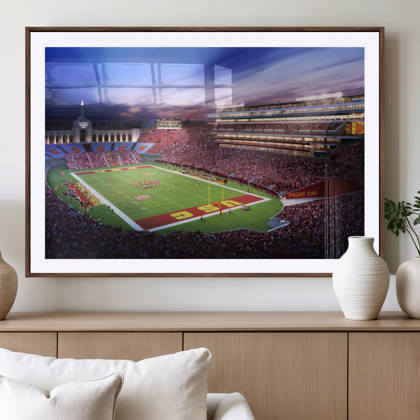 MGC-FP-36x24 - The University of Southern California USC Trojans Football Team Print - Los Angeles Memorial