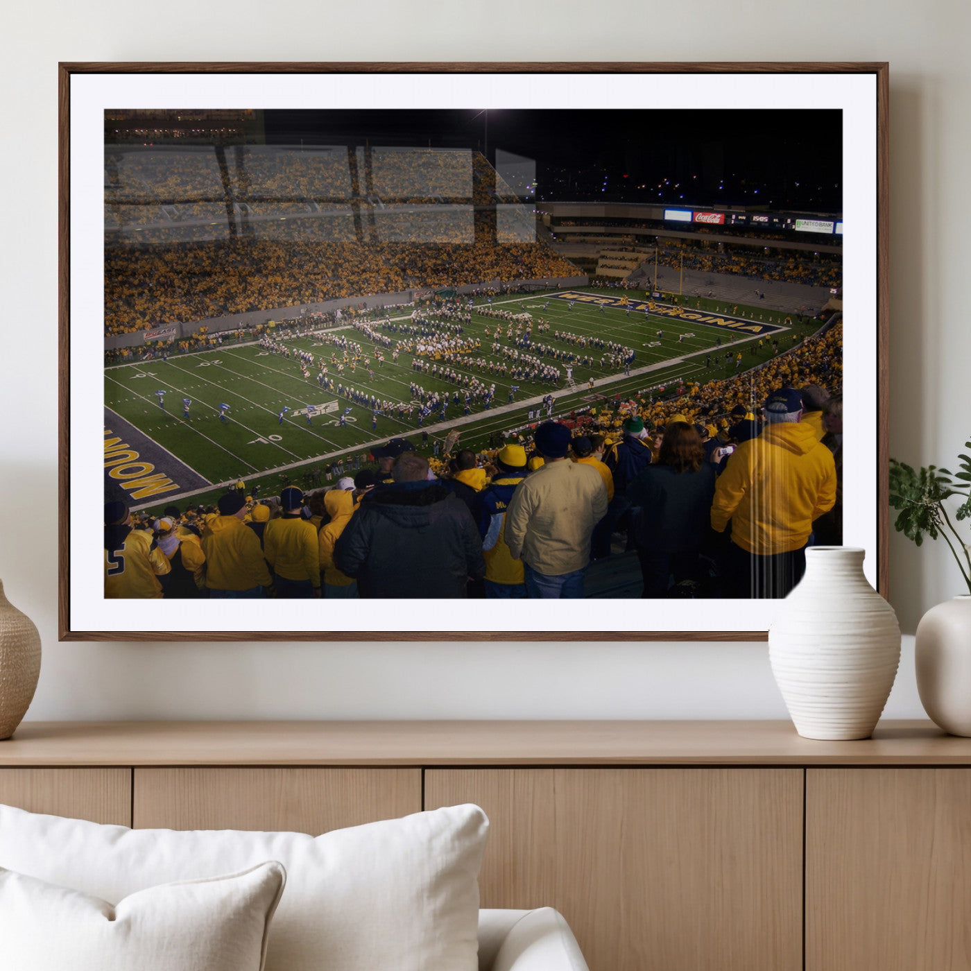 MGC-FP-36x24 - West Virginia Uni Mountaineers Football Team Print - Milan Puskar Stadium Canvas Print Wall Art,