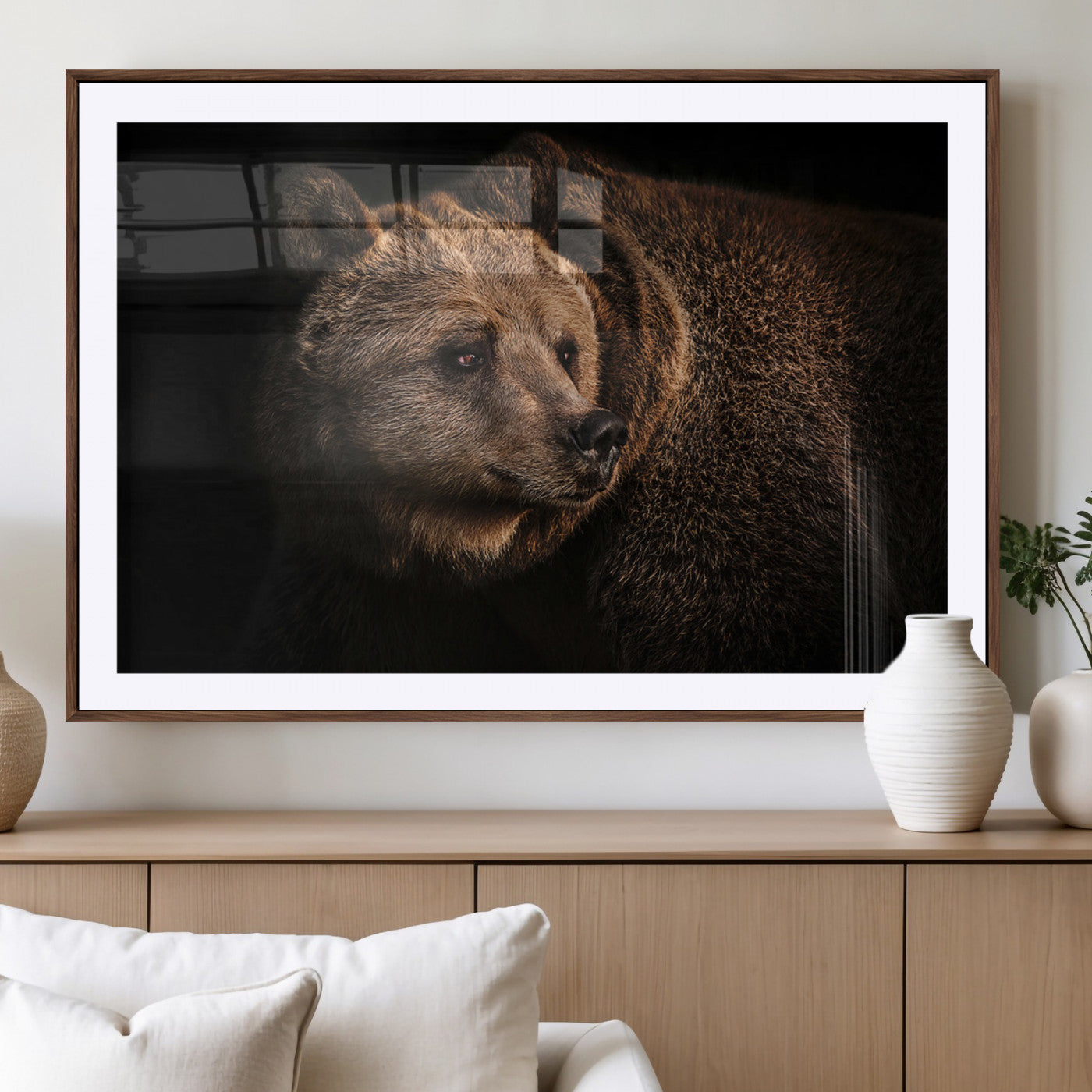 MGC-FP-36x24 - Wild Grizzly 399 Bear Canvas Wall Art Print, Bear Animal Canvas Artwork Print, Black Bear Wall Art