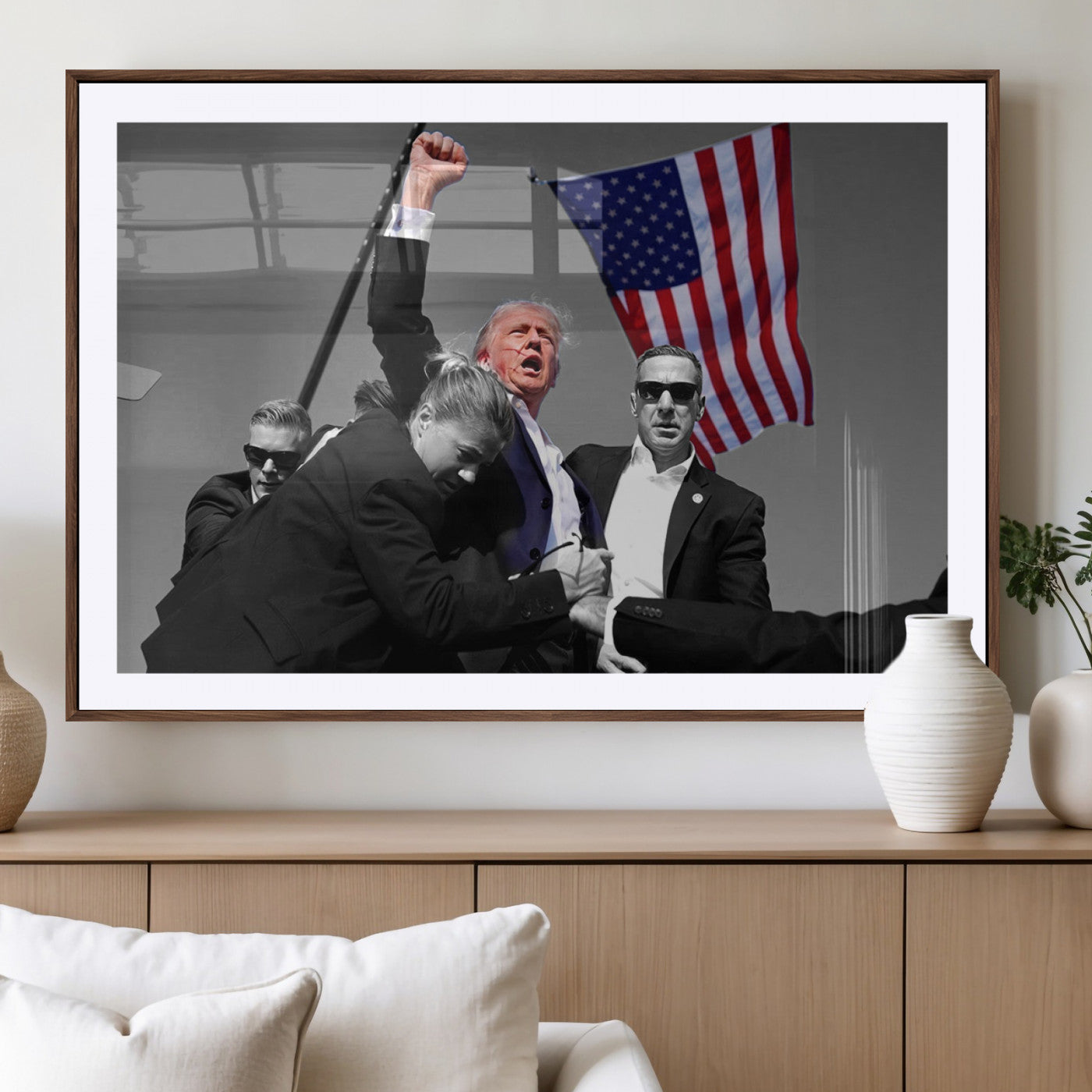 MGC-FP-36x24 - Donald Trump Assassination Attempt Wall Art Print, Trump Historic Footage - Iconic Reaction by Trump