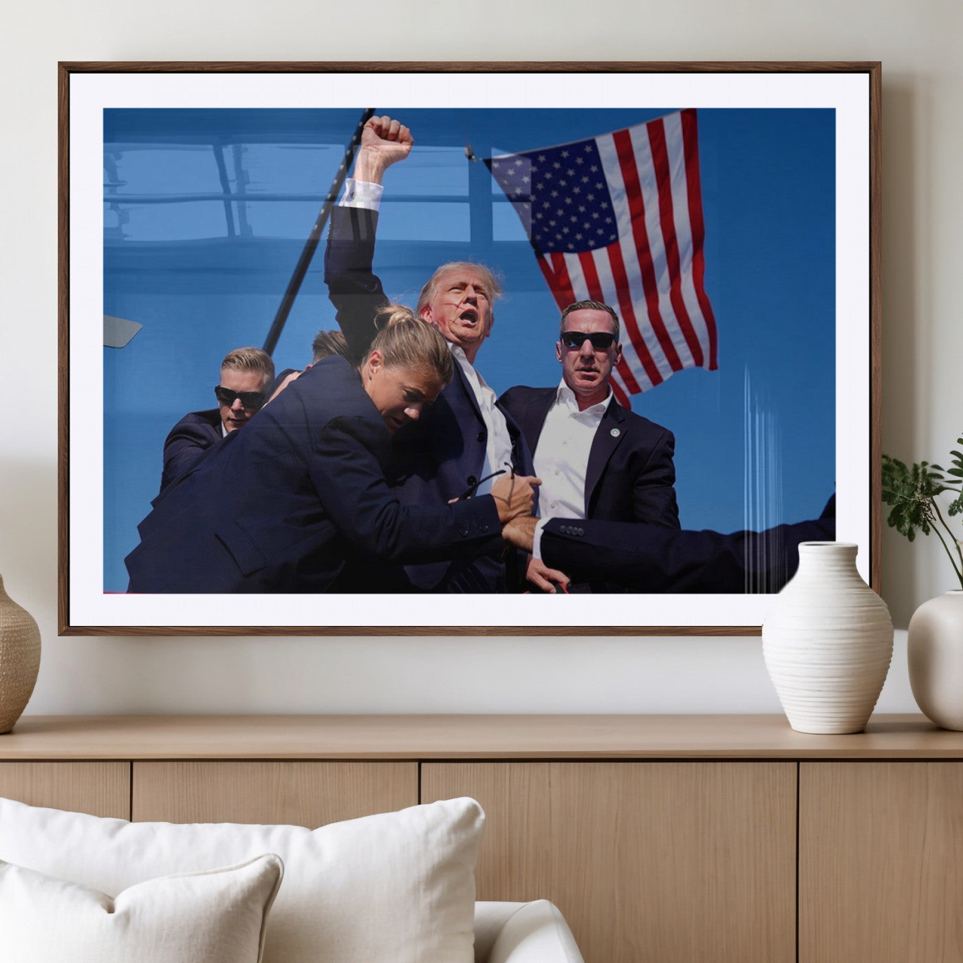 MGC-FP-36x24 - Donald Trump Assassination Attempt Wall Art Print, Trump Historic Footage - Iconic Reaction by Trump