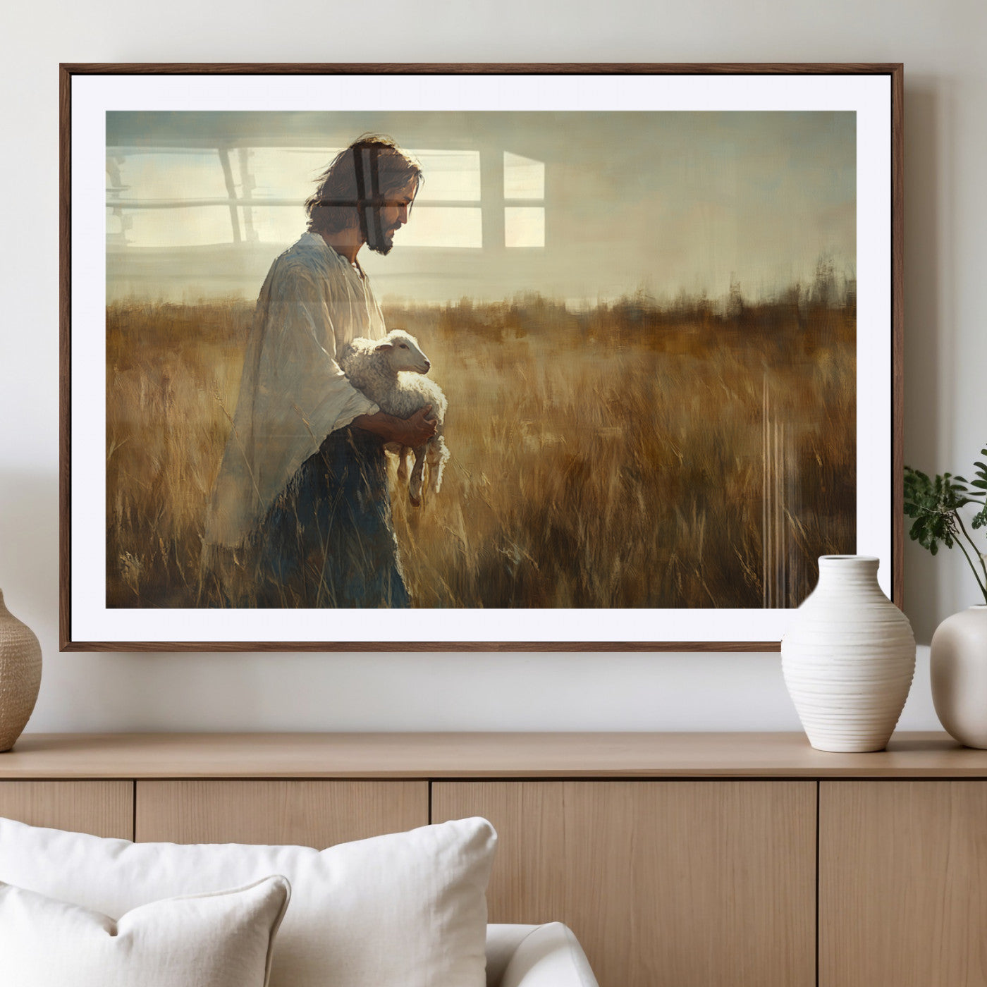 MGC-FP-36x24 - Jesus the Good Shepherd Wall Art Canvas Print - Inspirational Christian Religious Print for Prayer