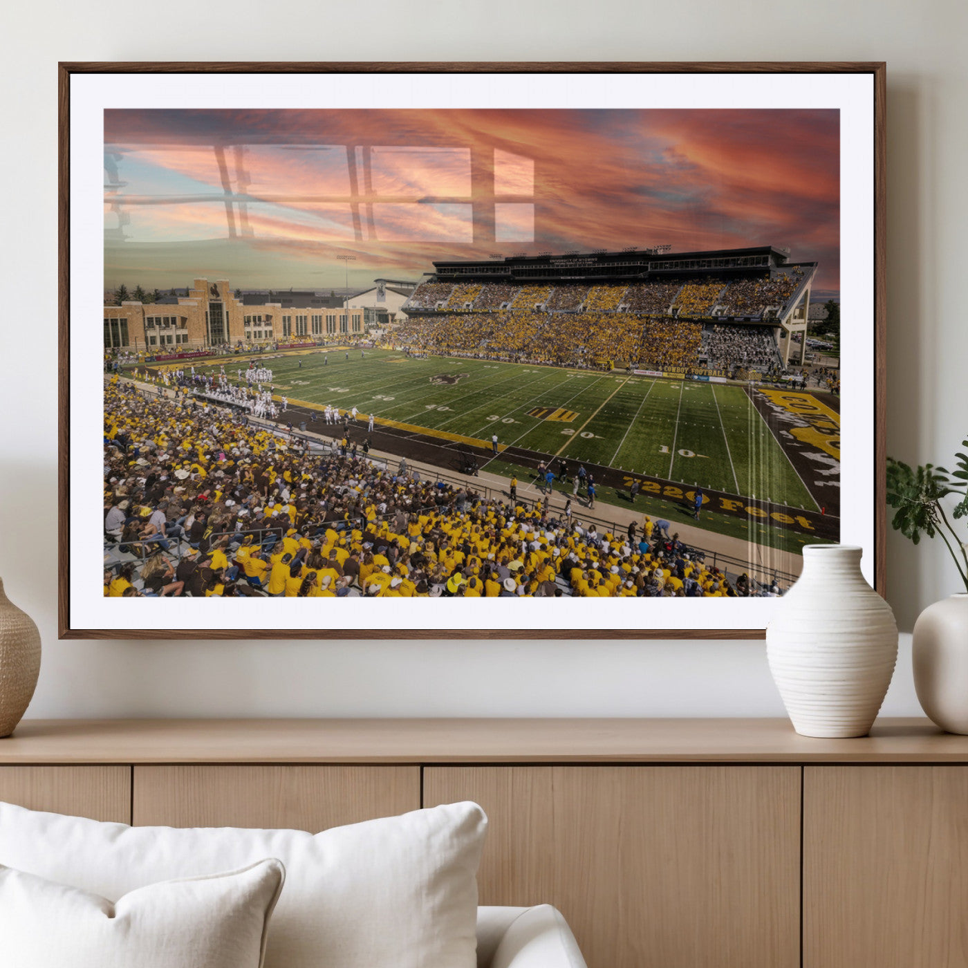 MGC-FP-36x24 - University of Wyoming Cowboys Football Team Print - Laramie Jonah Field War Memorial Stadium Wall