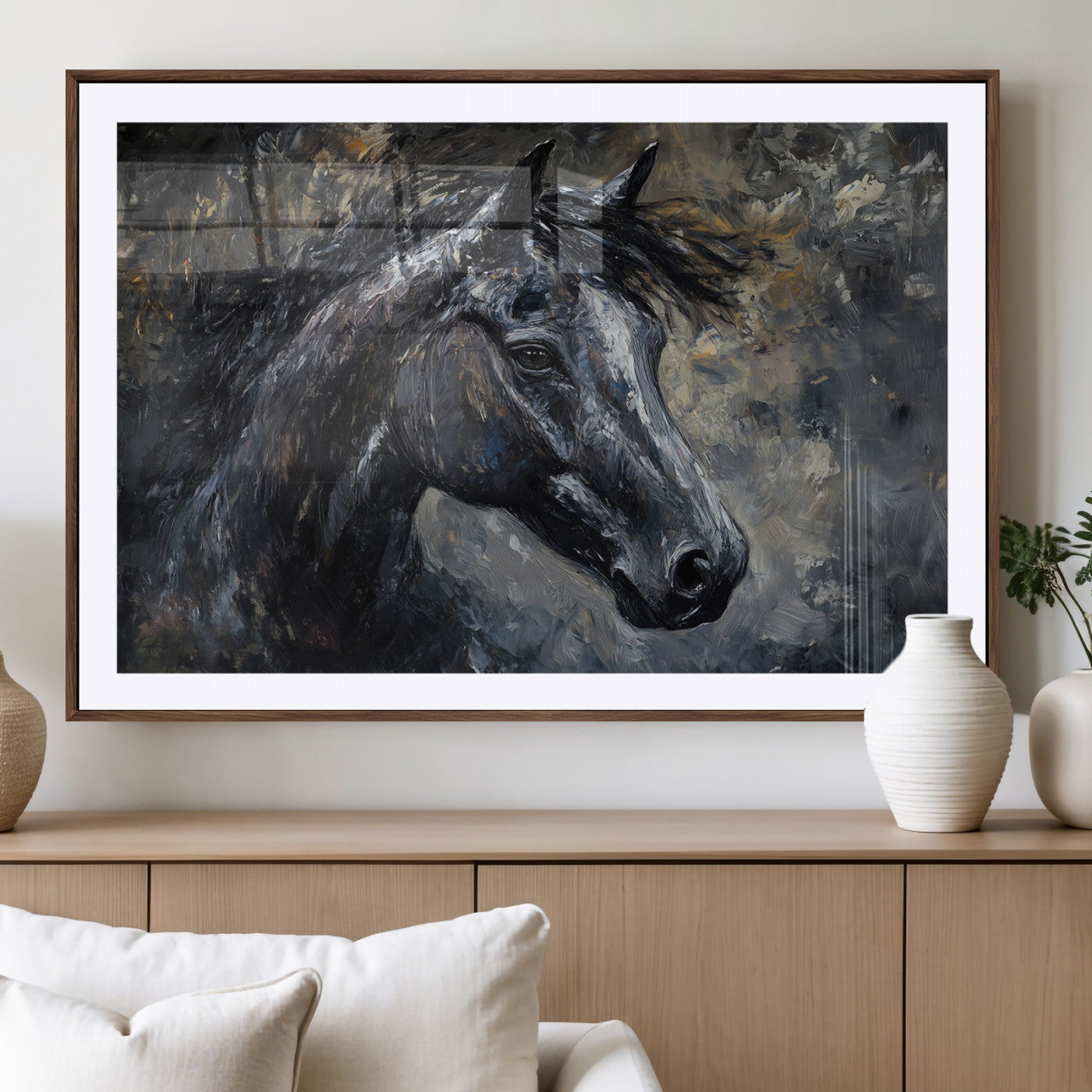 MGC-FP-36x24 - Large Abstract Horse Wall Art Canvas Print | Farmhouse Wall Decor | Rustic Horse Art | Western Cabin