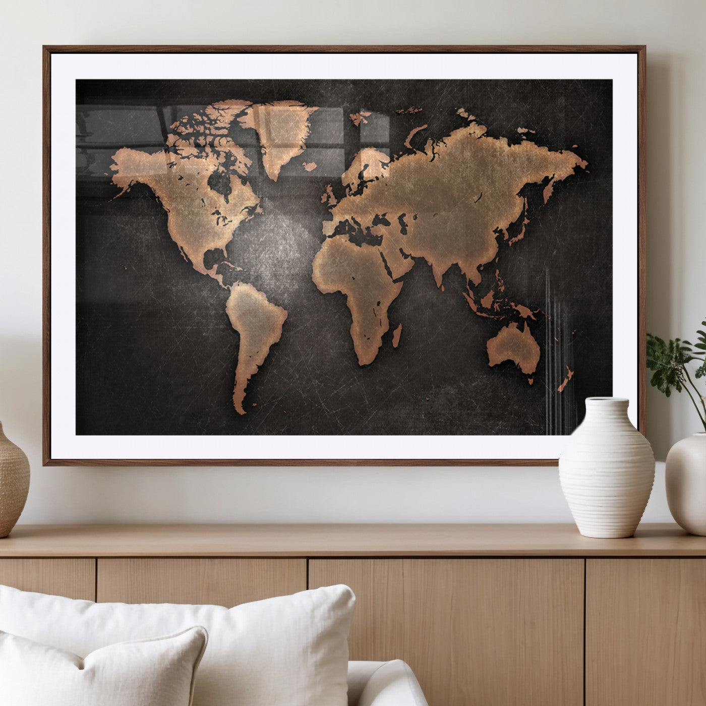 MGC-FP-36x24 - Push Pin World Map Canvas Print – Framed Wall Art for Couples to Track Their Travels – Anniversary
