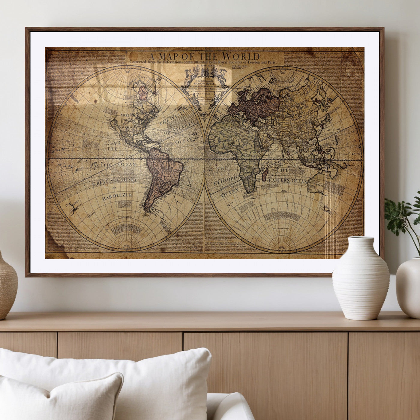 MGC-FP-36x24 - Push Pin World Map Canvas Print – Framed Wall Art for Couples to Track Their Travels – Anniversary