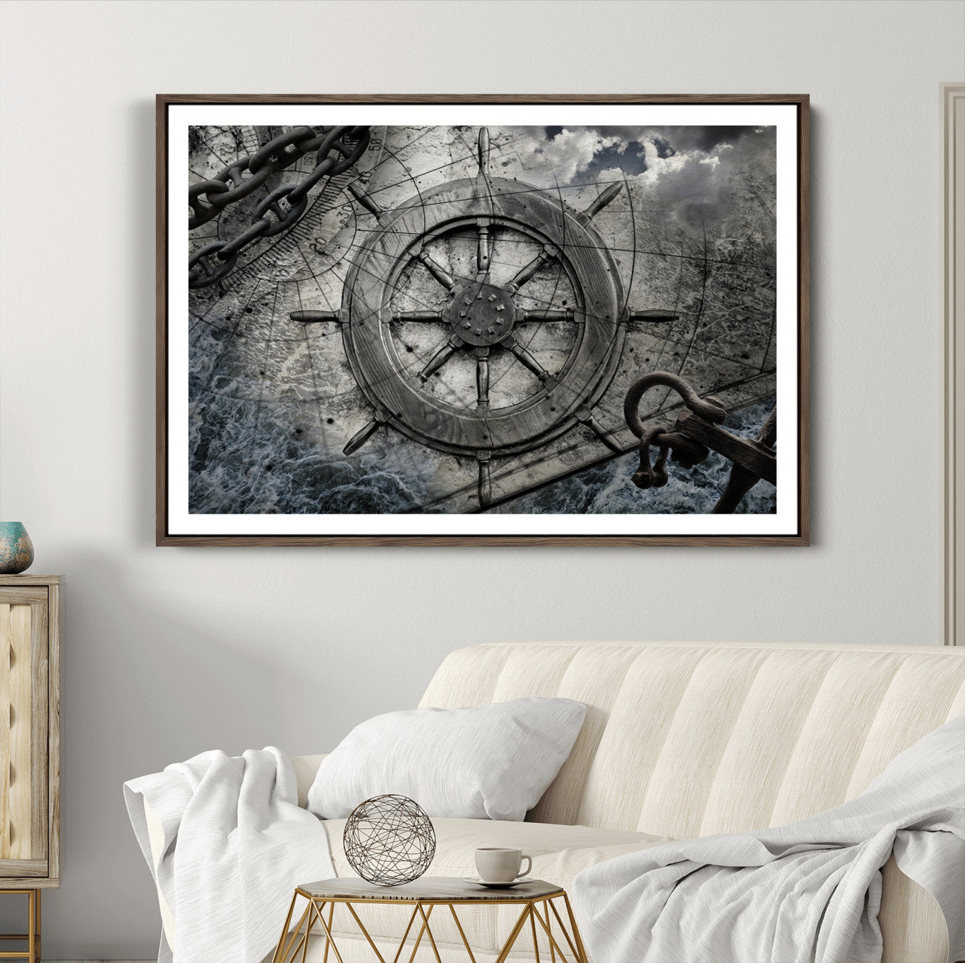 36770-MGC-FP-36x24_Walnut-Ship Steering Wheel Vintage Wall Art Canvas Print