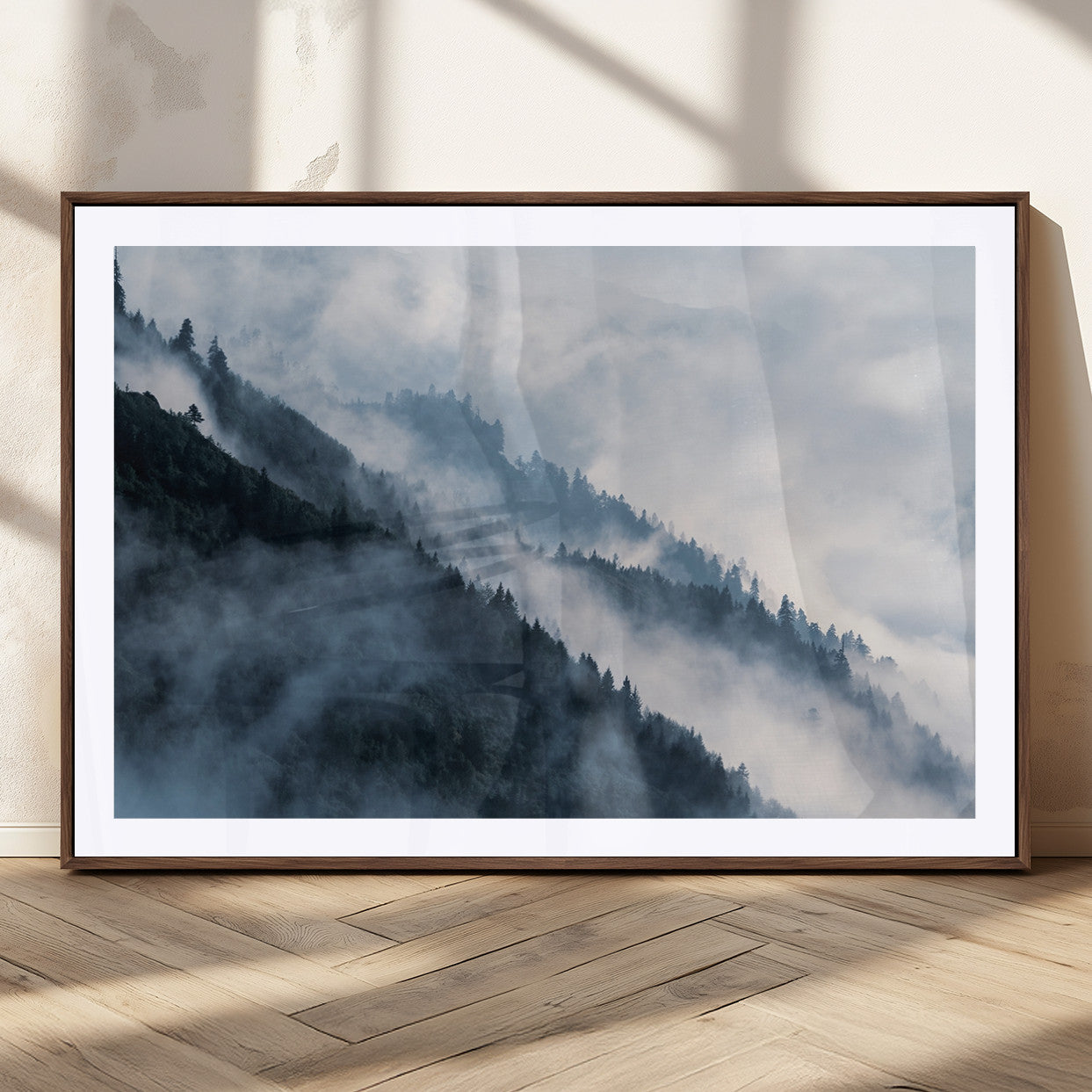 MGC-FP-36x24 - Foggy Forest Wall Art Canvas Print – Misty Mountain Landscape Decor – Ready to Hang Nature-Inspired