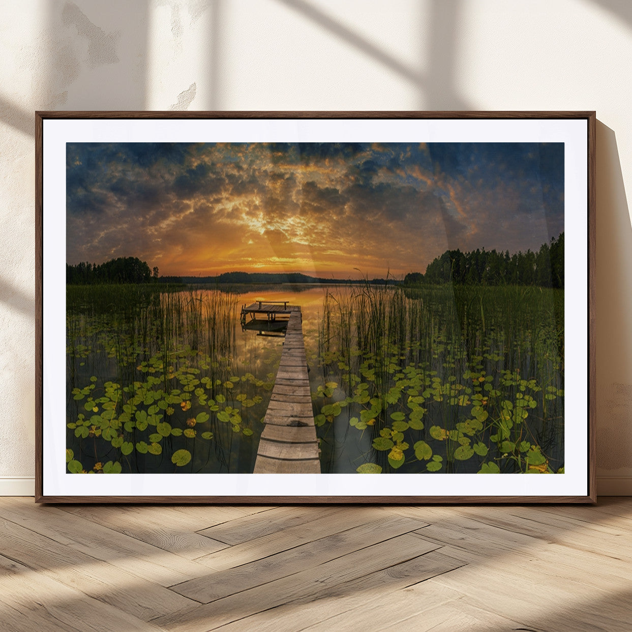 28103-MGC-FP-36x24_Walnut-Lake and Flower Wall Art Canvas Print