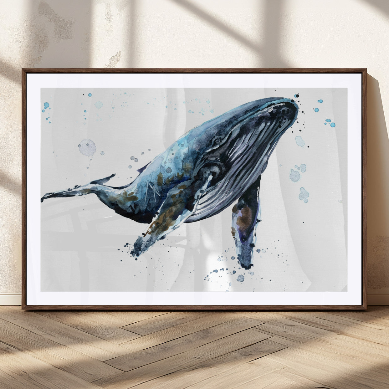 MGC-FP-36x24 - Watercolor Whale Wall Art Canvas Print