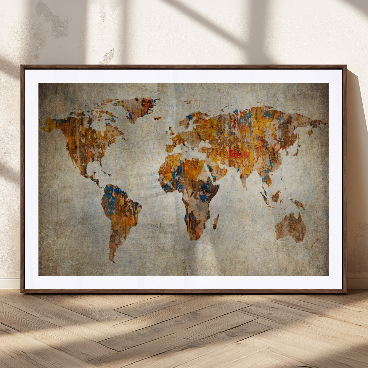 MGC-FP-36x24 - Push Pin World Map Canvas Print – Framed Wall Art for Couples to Track Their Travels – Anniversary