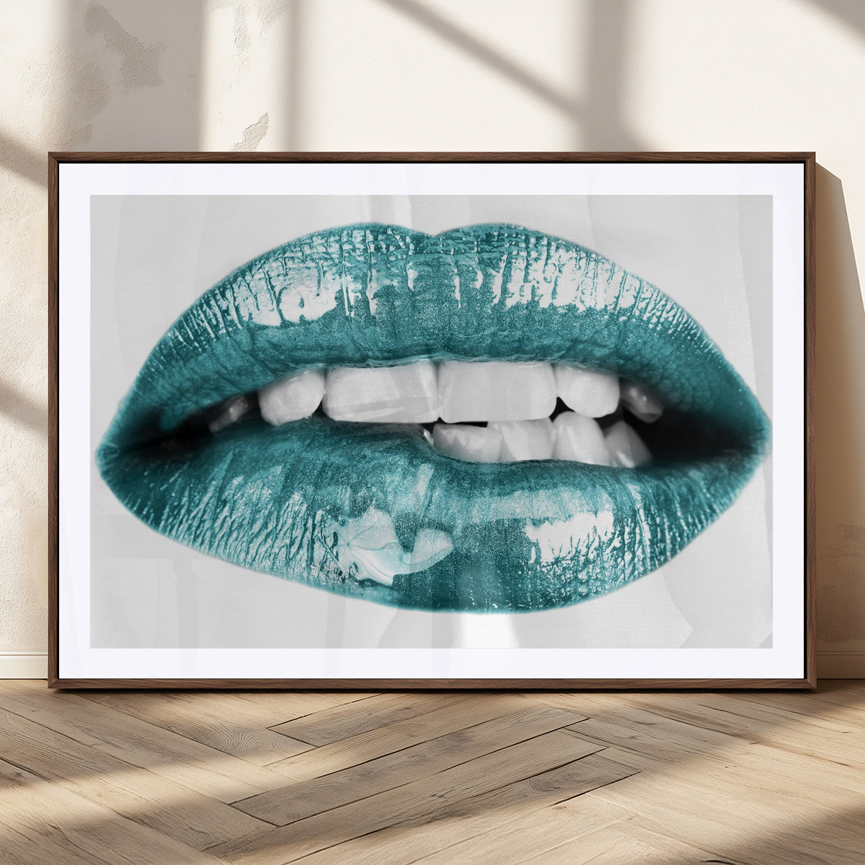 MGC-FP-36x24 - Blue Lips Wall Art Canvas Print