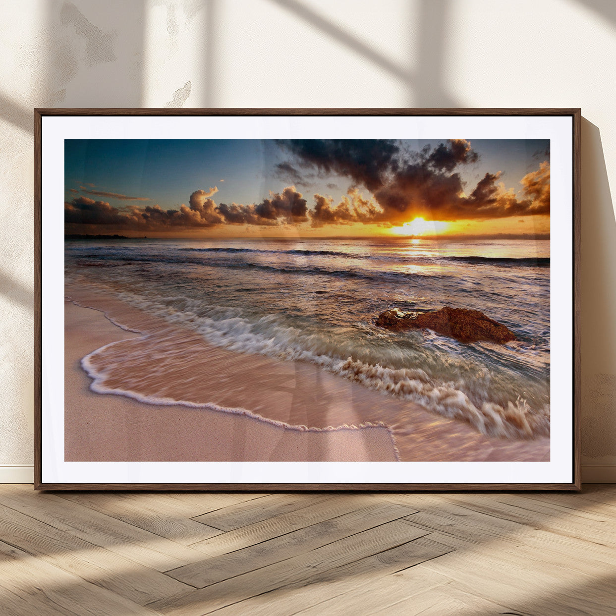 MGC-FP-36x24 - Sunset on Ocean Wall Art Canvas Print
