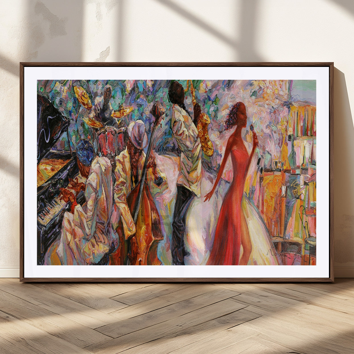 MGC-FP-36x24 - Abstract Afro American Jazz Canvas Wall Art | Music-Inspired Painting for Dining Room, Living Room,
