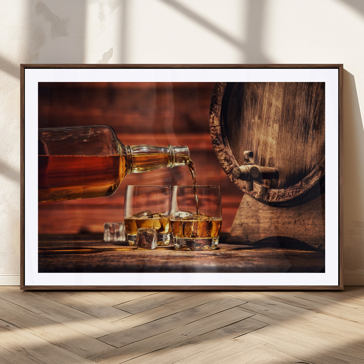 MGC-FP-36x24 - Whiskey and Cigar Canvas Wall Art | 3 Panel Bar Room Decor for Home Lounge, Office, or Man Cave |