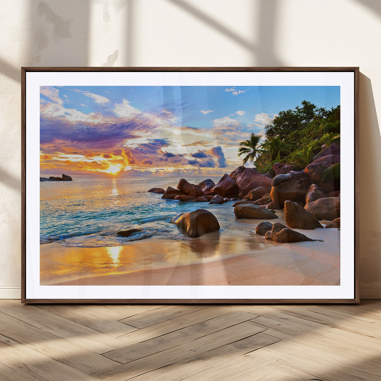 MGC-FP-36x24 - Tropical Island Beach Sunset Canvas Print