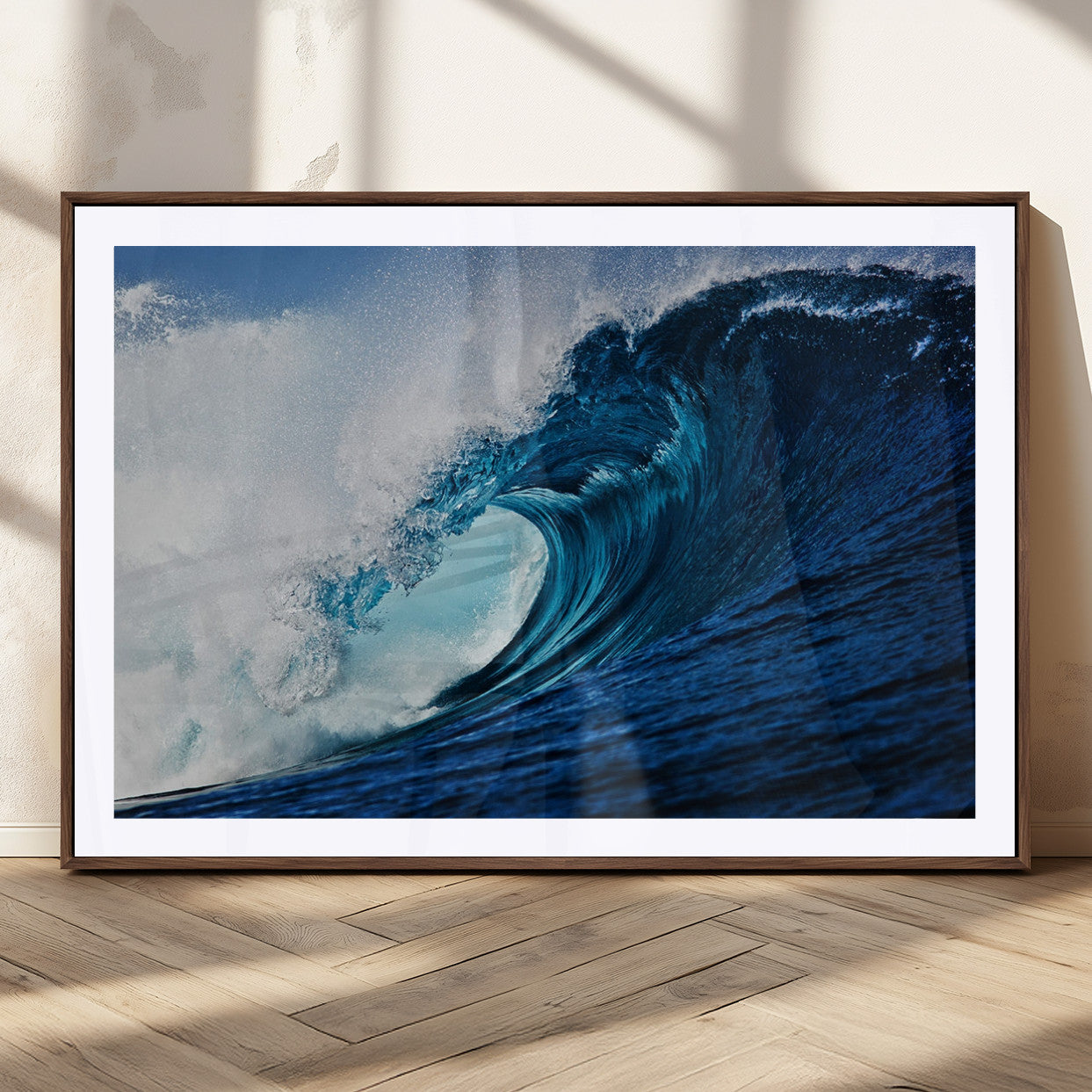 MGC-FP-36x24 - Ocean Wave at Sunset Canvas Art, Large Wall Print of Vibrant Water Waves, Coastal Art for Living