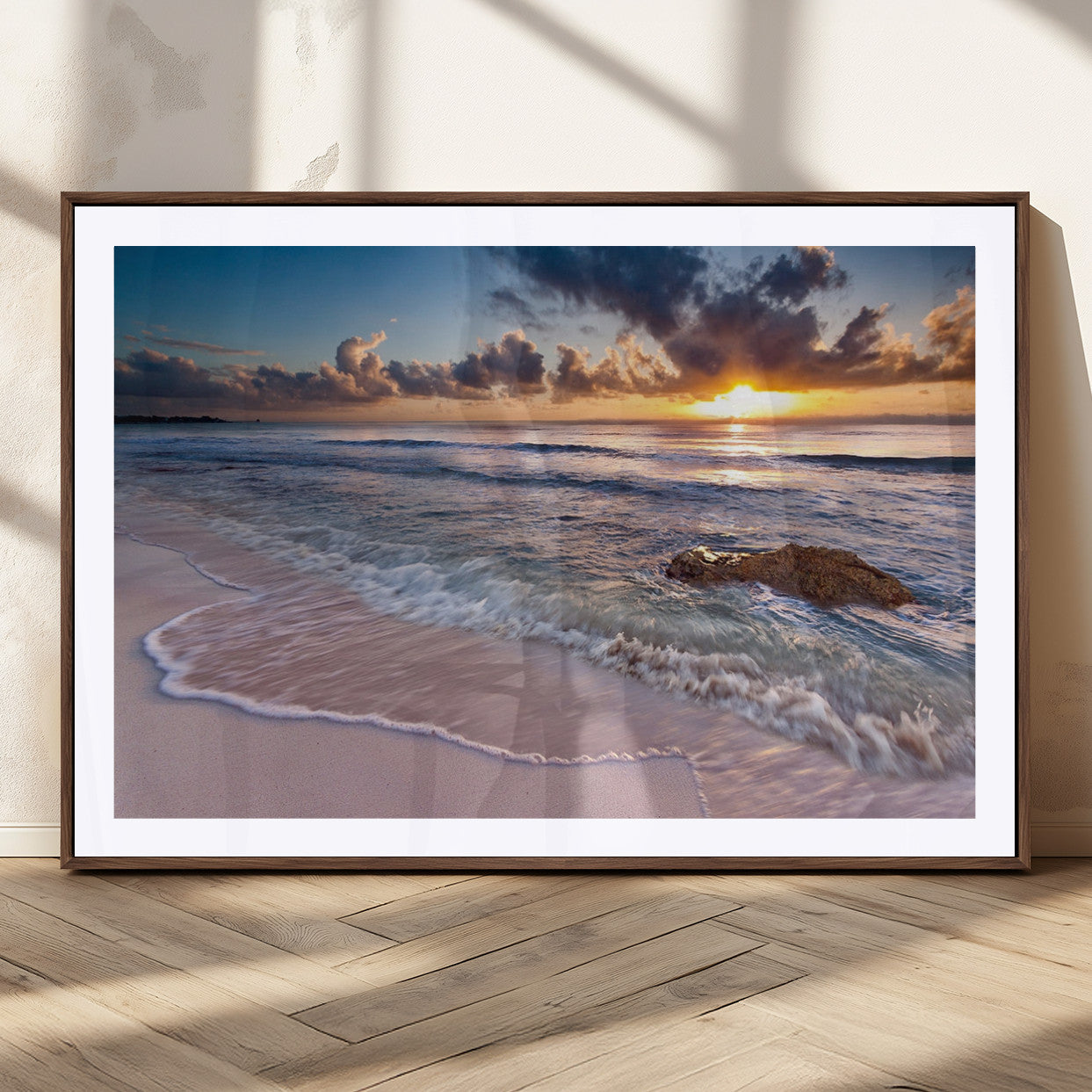 94906-MGC-FP-36x24_Walnut-Sea Ocean Sunset Beach Wall Art Canvas Print