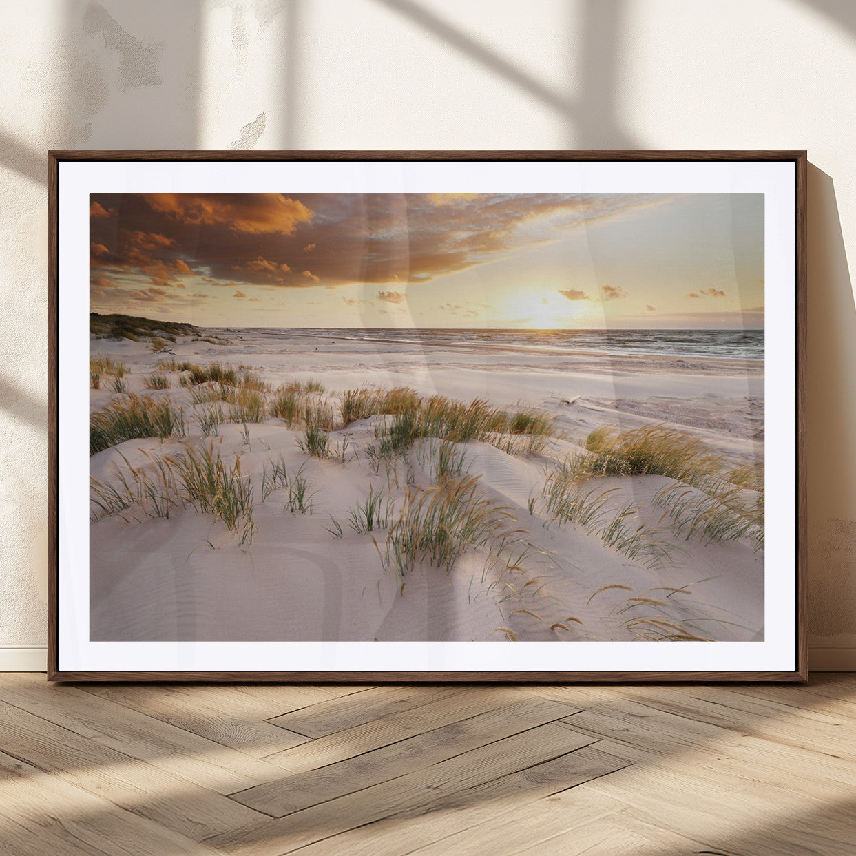 MGC-FP-36x24 - Flight Over Coastal Beach Landscape, Flight Over Coastal Beach Print Canvas Wall Art