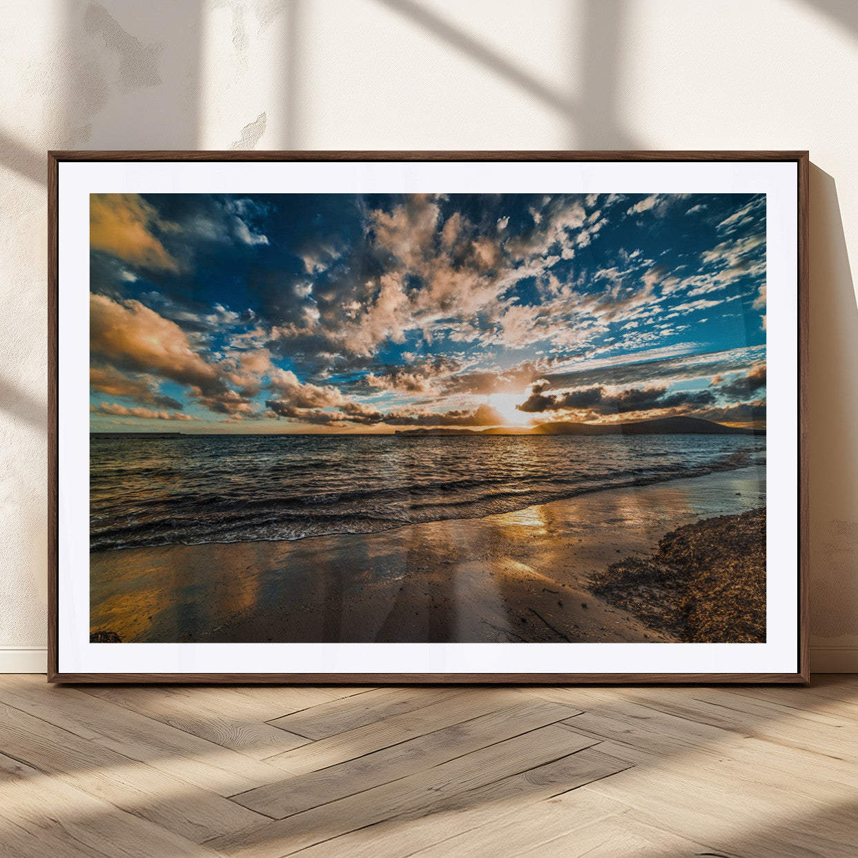 MGC-FP-36x24 - Beach Wall Art - Stunning Ocean Sunset Canvas Print with Coastal Design for Elegant and Relaxing