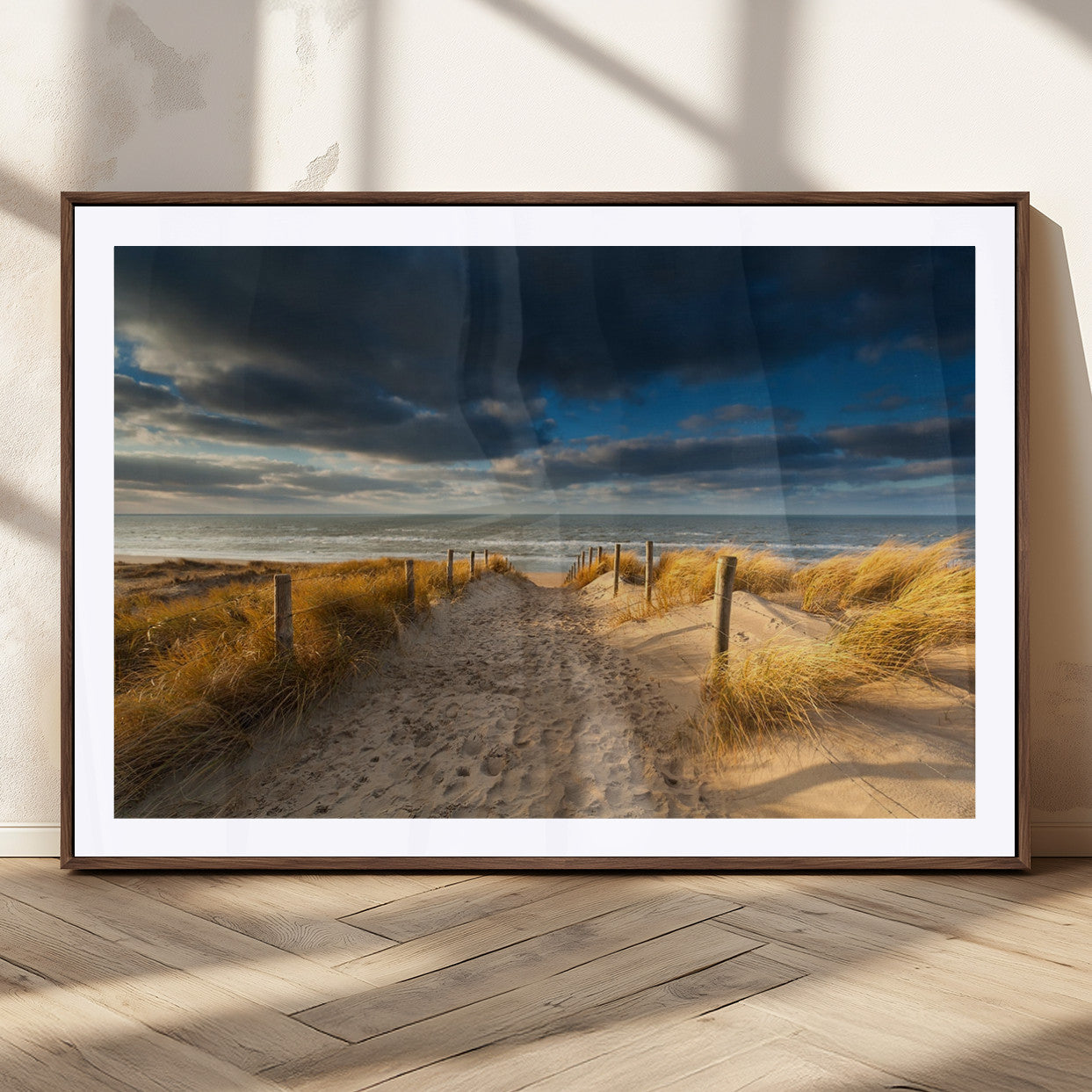 MGC-FP-36x24 - Ocean Beach Dark Clouds Wall Art Canvas Print