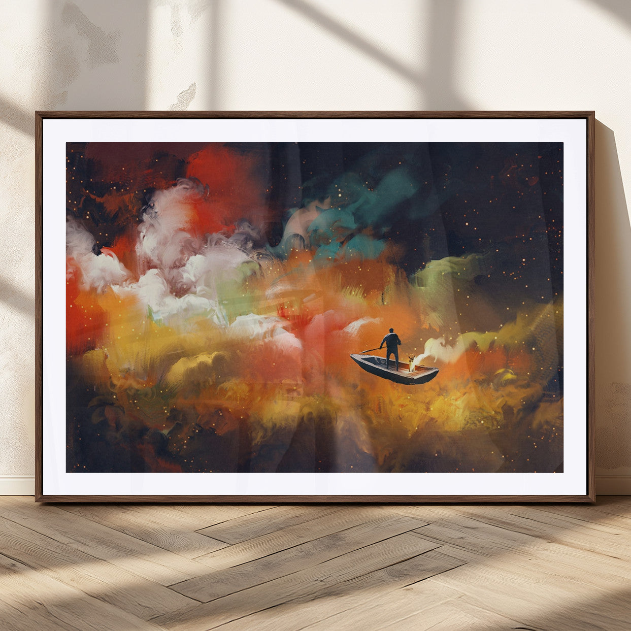 MGC-FP-36x24 - Surreal Space Adventure Canvas Wall Art – Dreamlike Abstract Galaxy Print – Framed and Ready to Hang for Living Room or Bedroom Decor