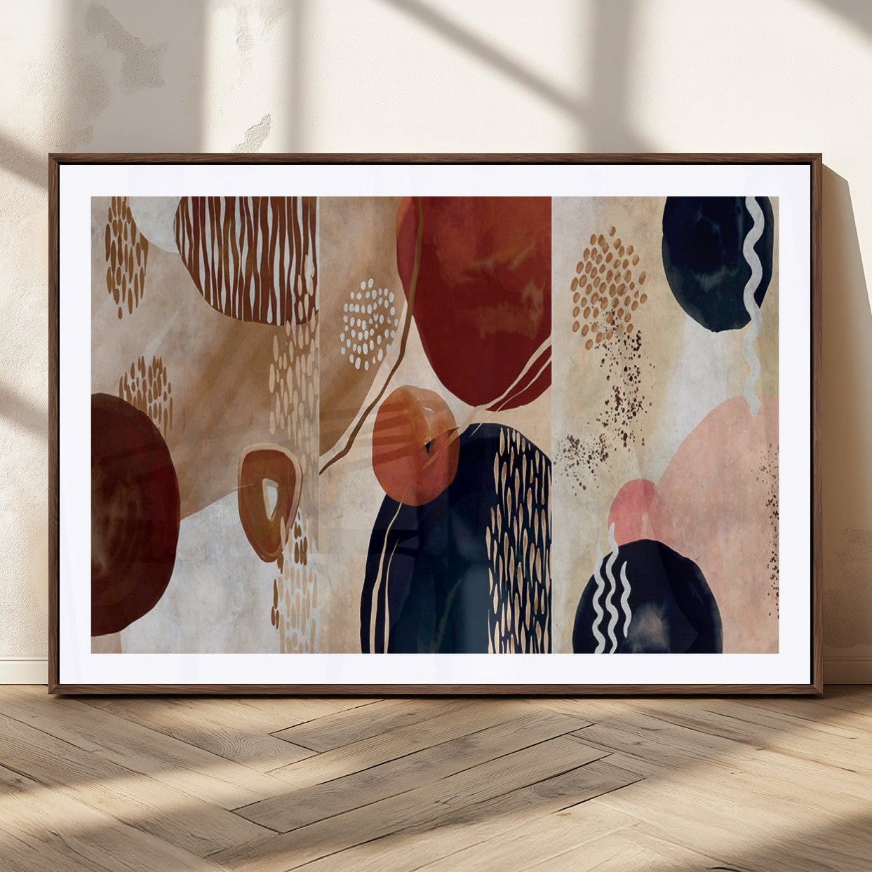 MGC-FP-36x24 - Boho Wall Art Canvas Print Set Mid-Century Prints Bohemian Wall Artwork Prints Boho Neutral