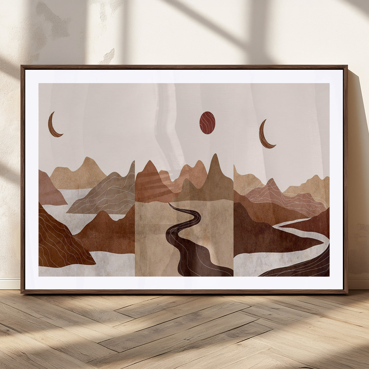 MGC-FP-36x24 - Boho Wall Art Canvas Print Set Mid-Century Prints Bohemian Wall Artwork Prints Boho Neutral