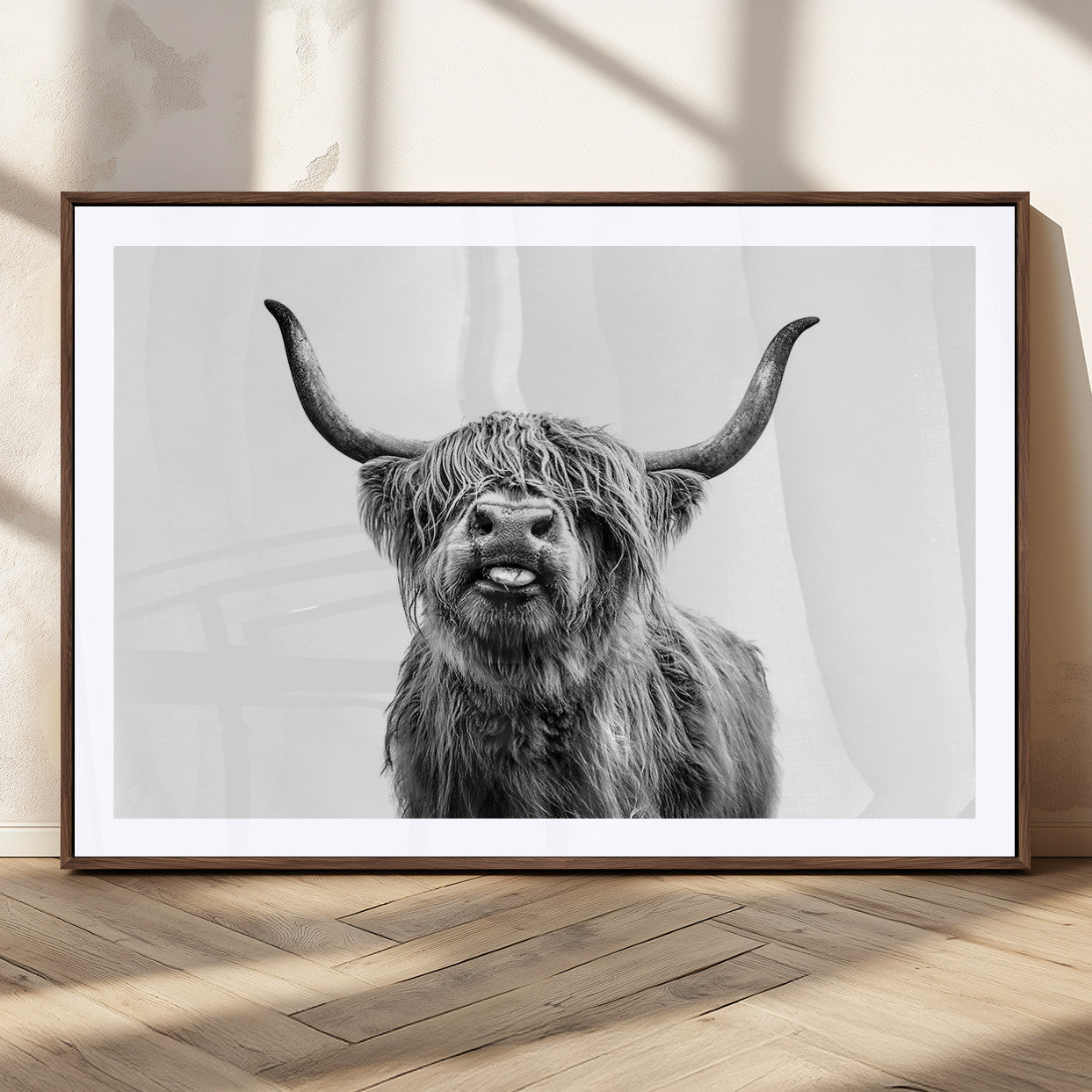 MGC-FP-36x24 - Fanny Scottish Highland Cow Cattle Art Print Farmhouse Wall Art Canvas Print