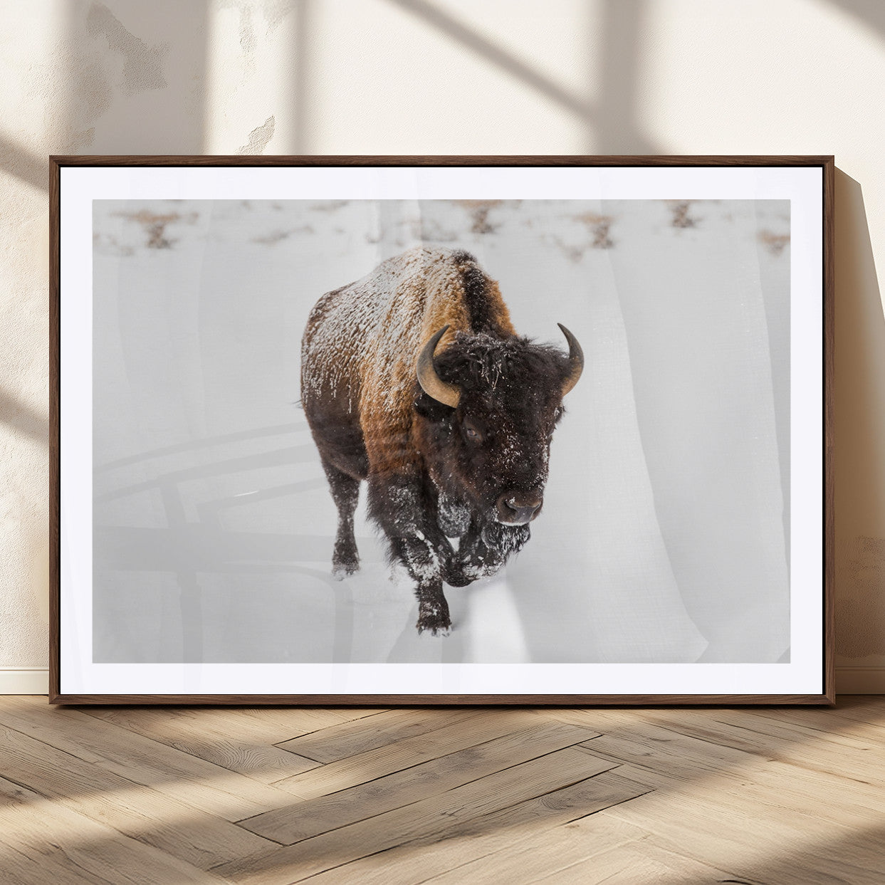 MGC-FP-36x24 - Bison Winter Wall Art Canvas Print For Farmhouse Decor