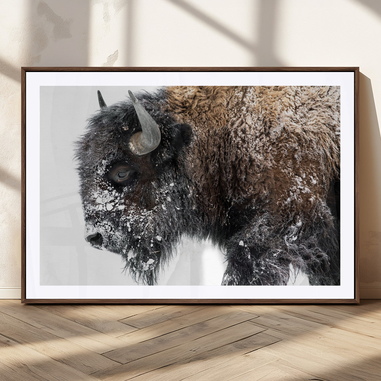 MGC-FP-36x24 - American Bison Wall Art Print | Buffalo Canvas Wall Art |  Framed and Ready to Hang Bison Print for Living Room or Office