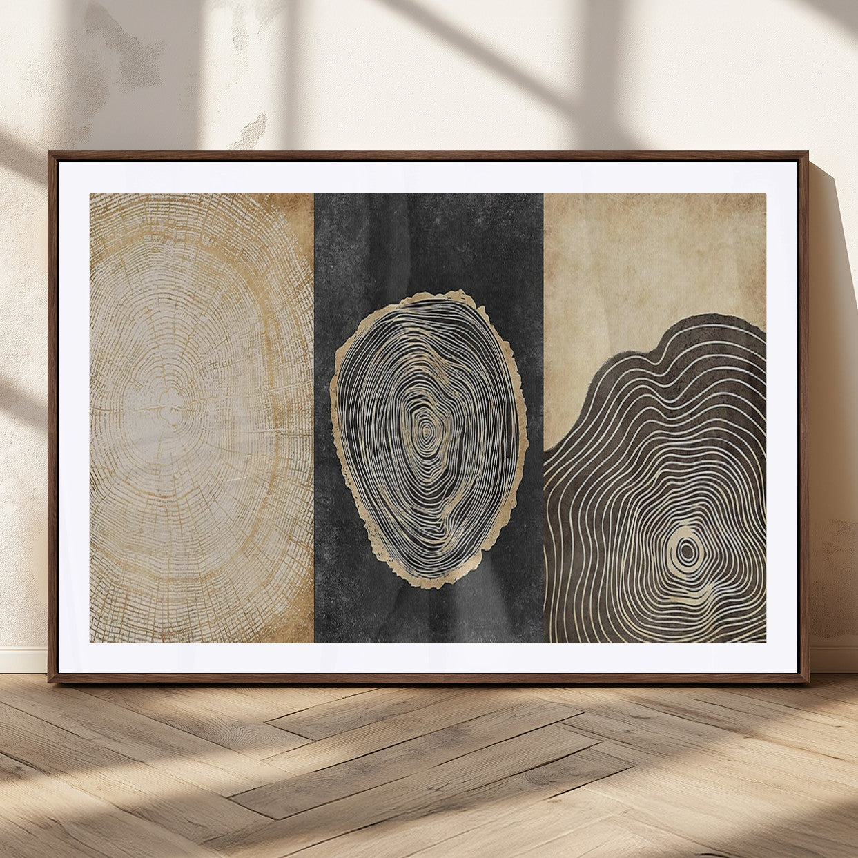MGC-FP-36x24 - Tree Rings Canvas Wall Art Print – Minimalist Natural History in Modern Decor - Minimalist Boho Wall