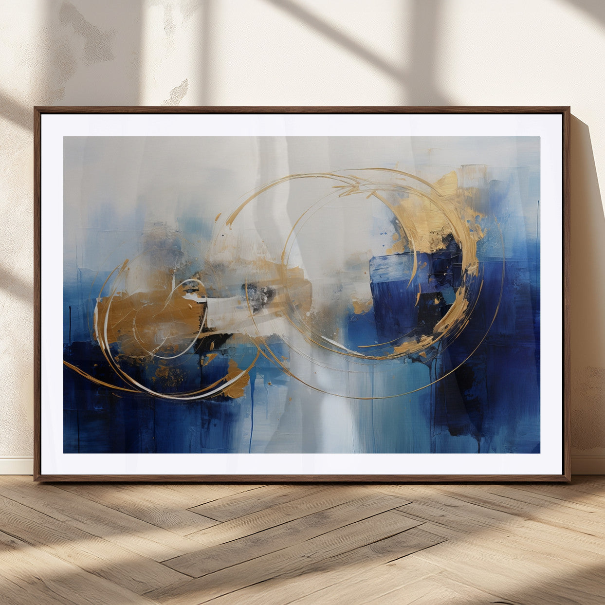 MGC-FP-36x24 - Navy Blue Abstract Wall Art Canvas Print