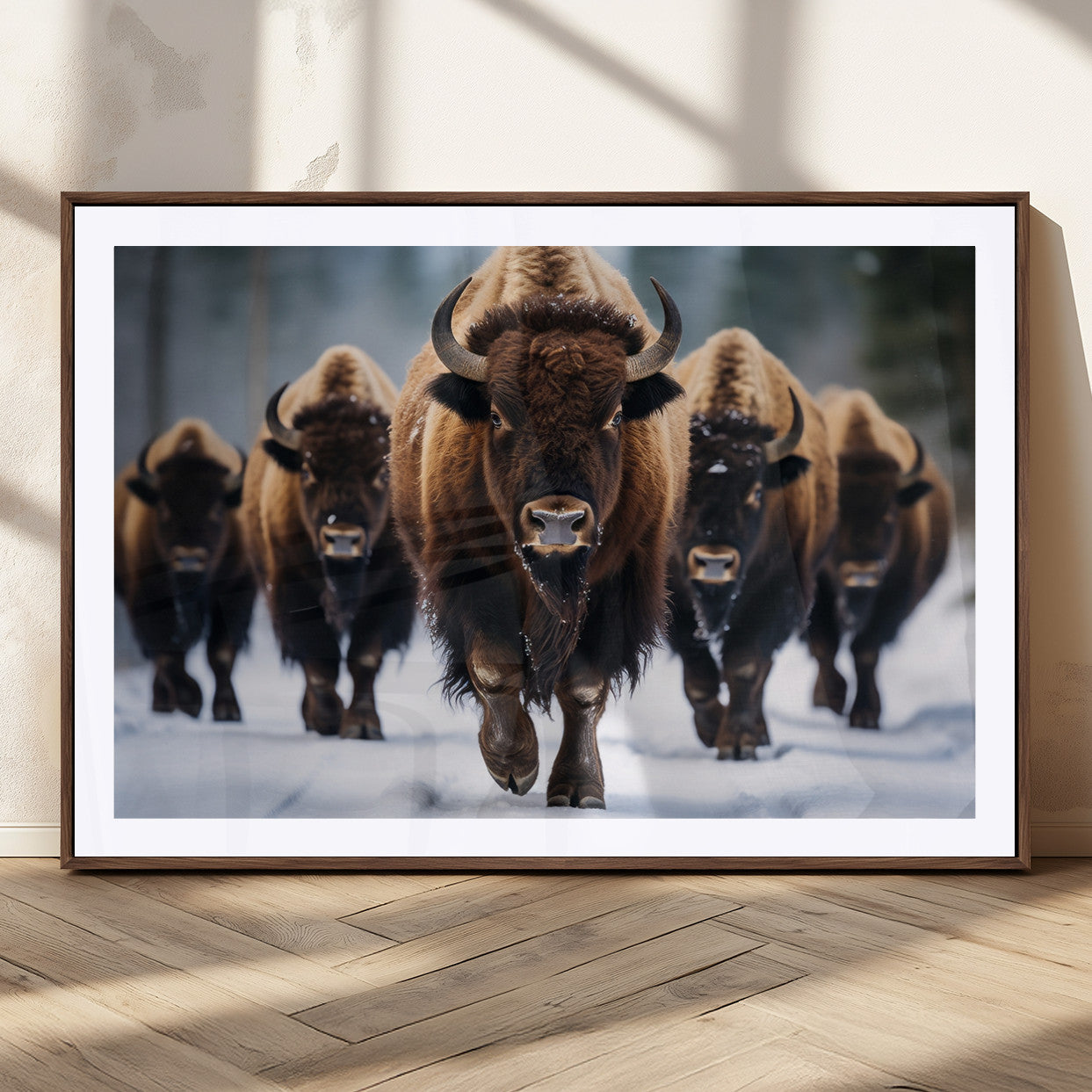 MGC-FP-36x24 - Buffalo Wall Art Canvas Print, American Bison Herd Wall Art Canvas Print - Bison Canvas Print