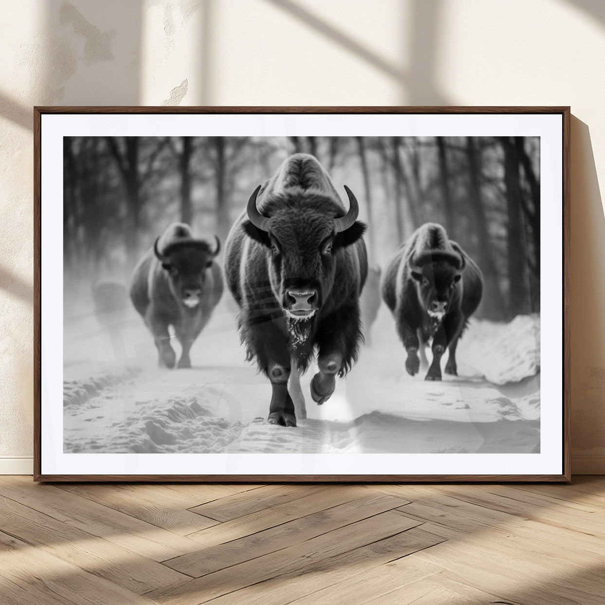 MGC-FP-36x24 - Buffalo Wall Art Canvas Print, Bison Family Wall Art Canvas Print