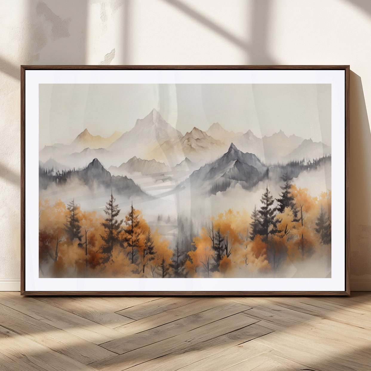 MGC-FP-36x24 - Abstract Mountain Wall Art | Misty Mountain Forest and Mountains Canvas Print for Living Room,