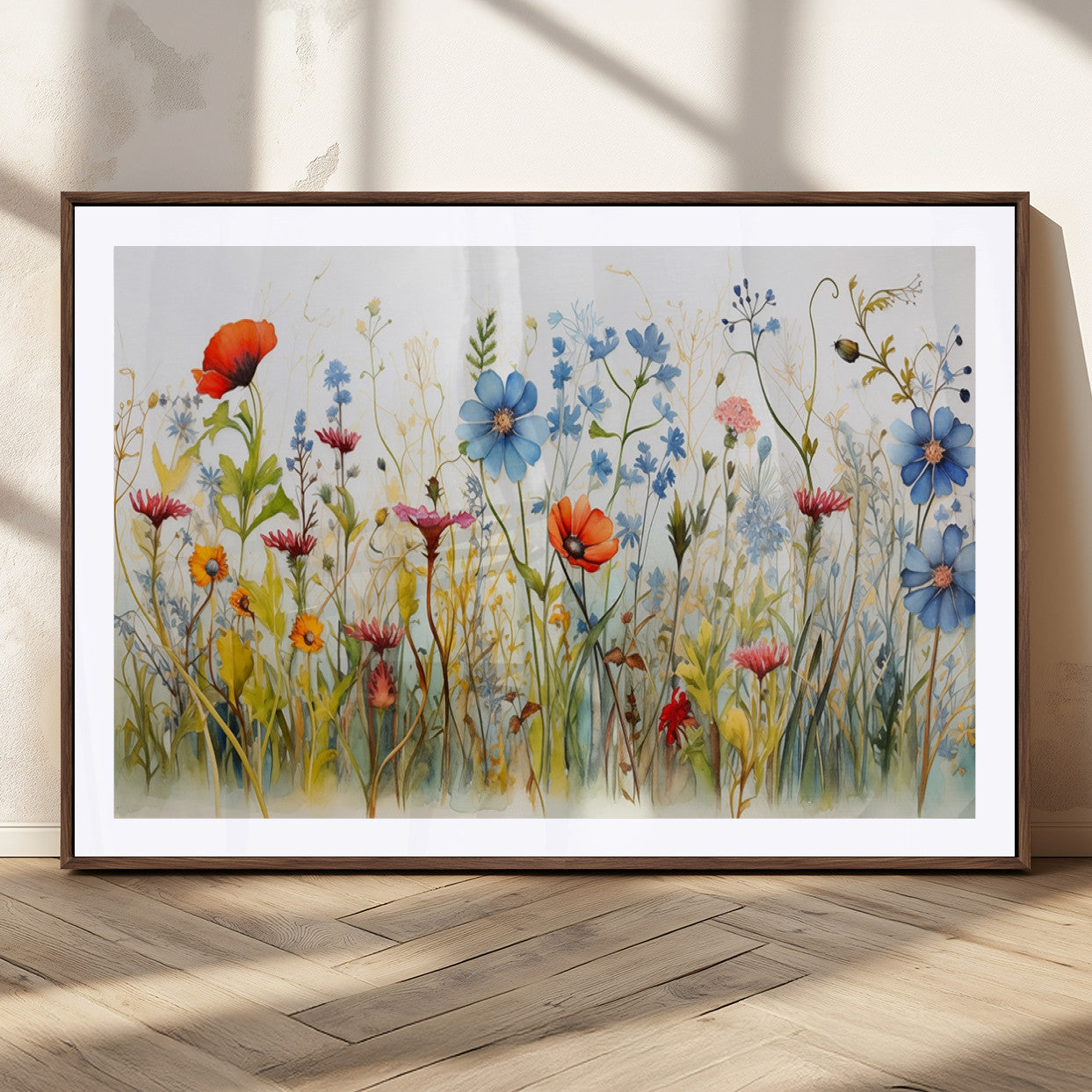 MGC-FP-36x24 - Colorful Wildflower Canvas Wall Art - Vibrant Floral Botanical Print, Bright Nature Decor for Living