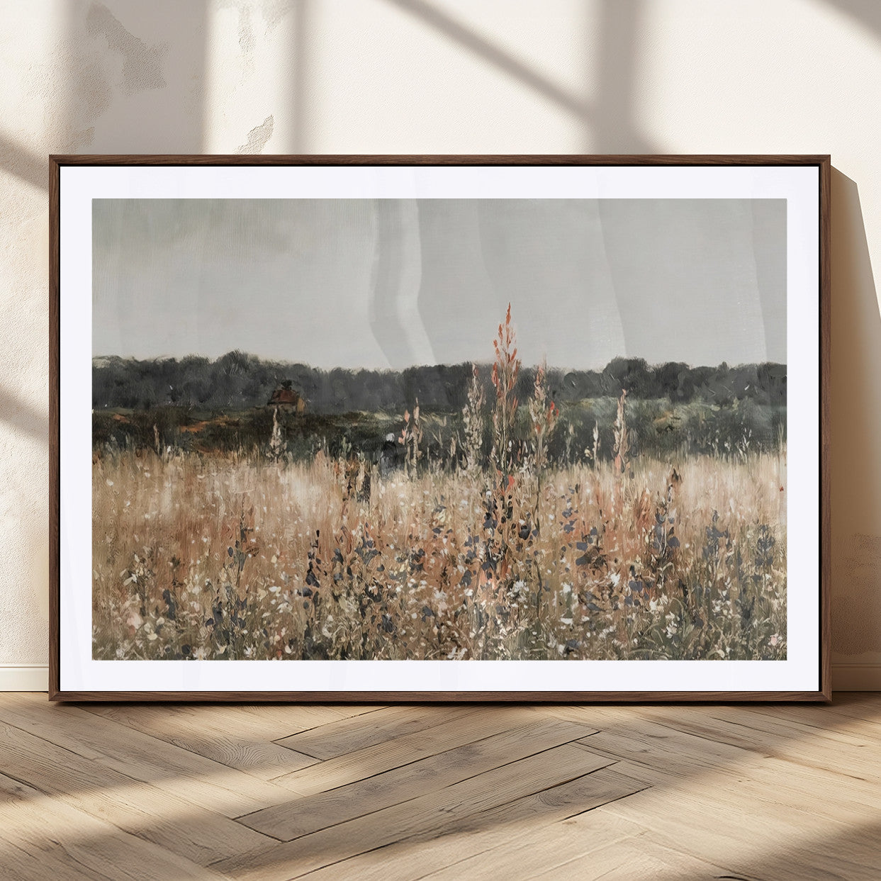 MGC-FP-36x24 - Abstract Wildflower Art Field Landscape Oil Painting Print, Country Field Wall Art - Framed Ready to Hang