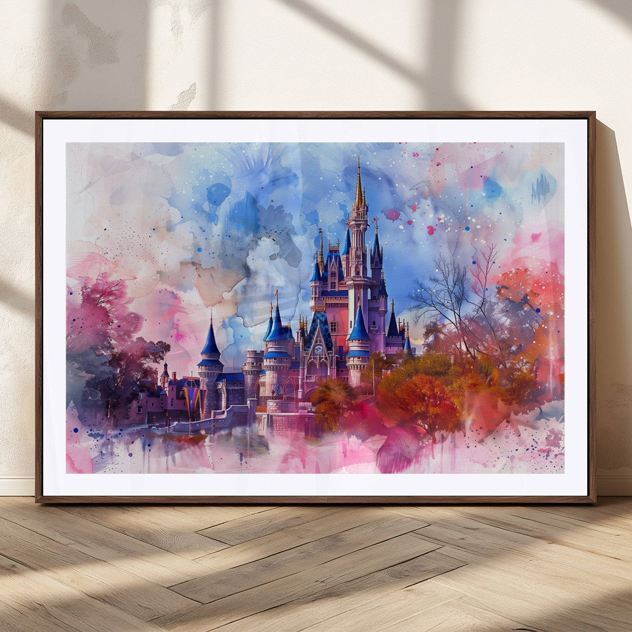 MGC-FP-36x24 - Disney Wall Art: Dreamy Watercolor Cinderella Castle Canvas Print