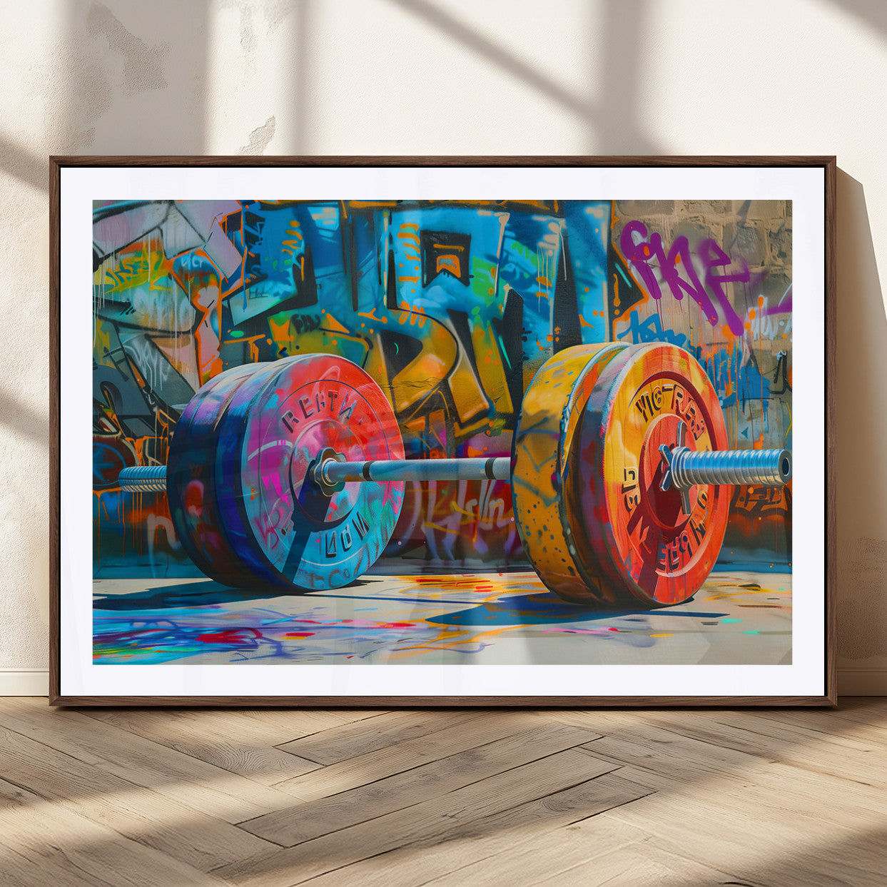 MGC-FP-36x24 - Fitness Gym Barbell Graffiti Wall Art Canvas Print