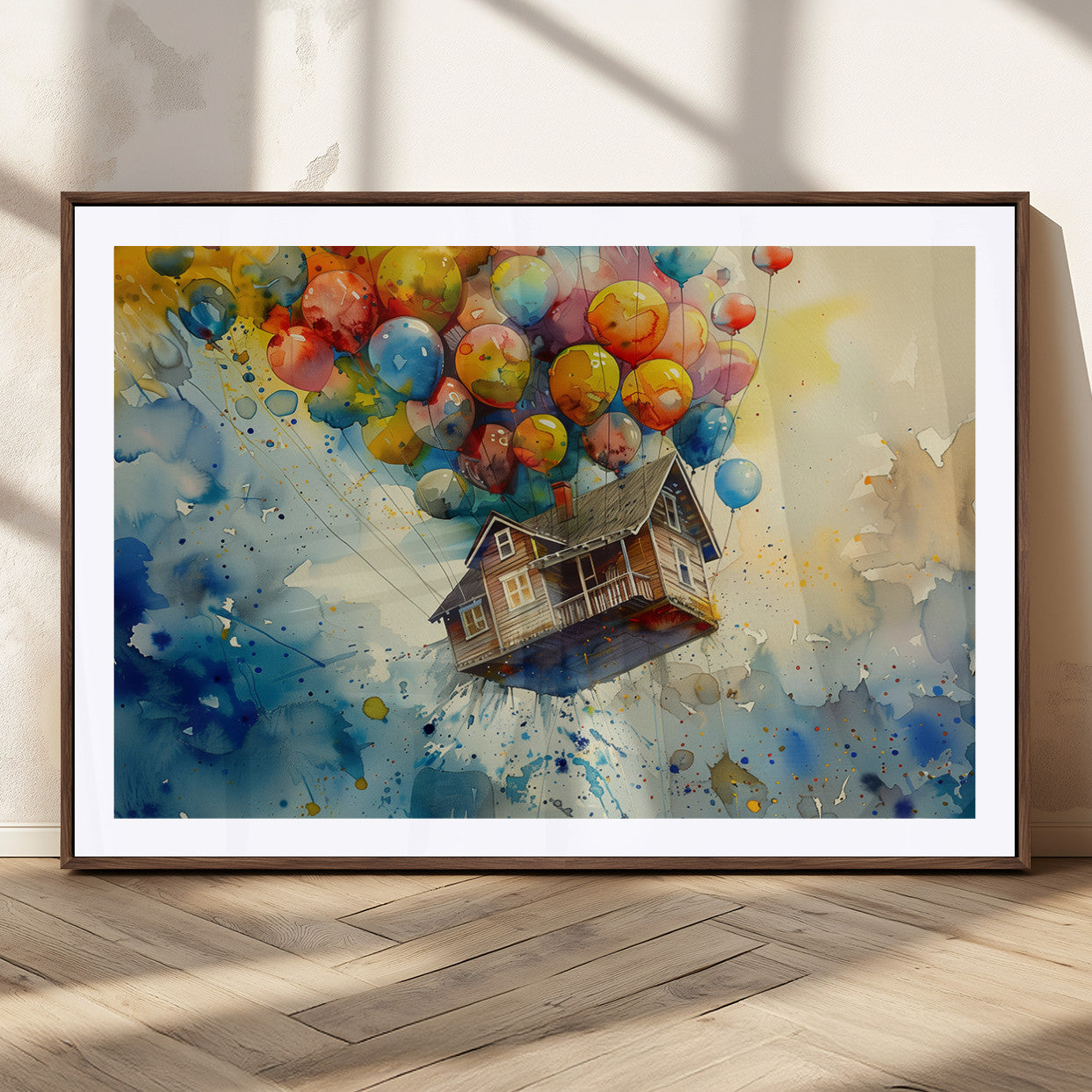 MGC-FP-36x24 - UP-Inspired Floating House with Balloons Canvas Art – Colorful 3-Panel Wall Decor for Living Room,