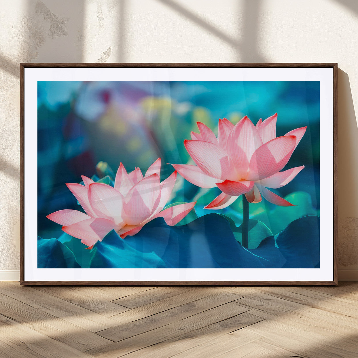 MGC-FP-36x24 - Pink Lotus Flower Canvas Wall Art | Vibrant Floral Wall Decor for Living Room, Office, or Bedroom |