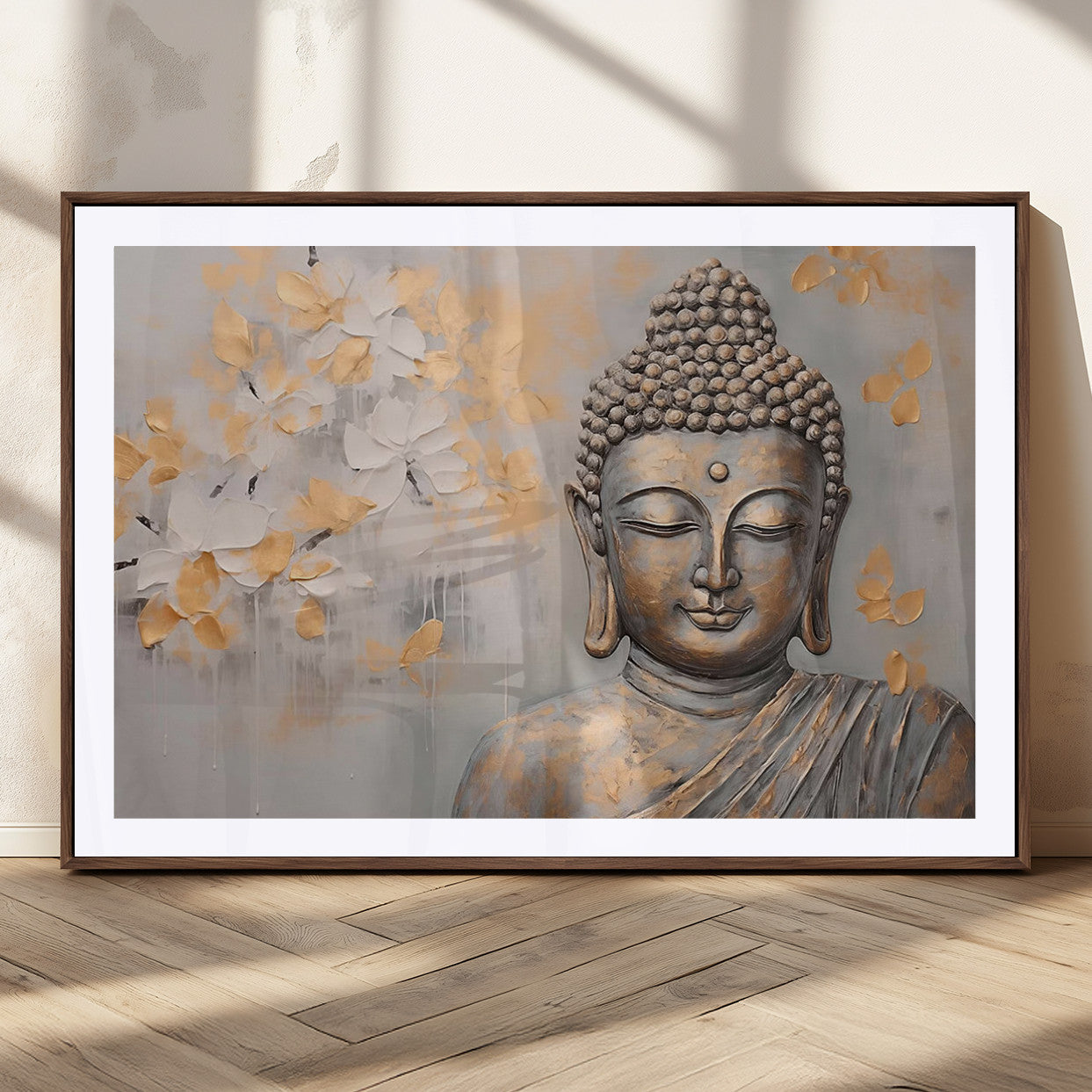 MGC-FP-36x24 - Abstract Buddha Statue Wall Art Canvas Print - Modern Meditation Decor for Living Room, Office, Yoga