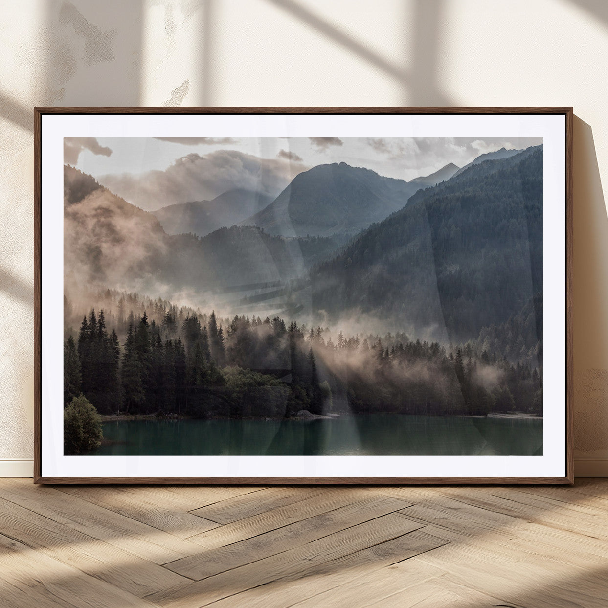 MGC-FP-36x24 - Foggy Mountain Canvas Print Forest Wall Art
