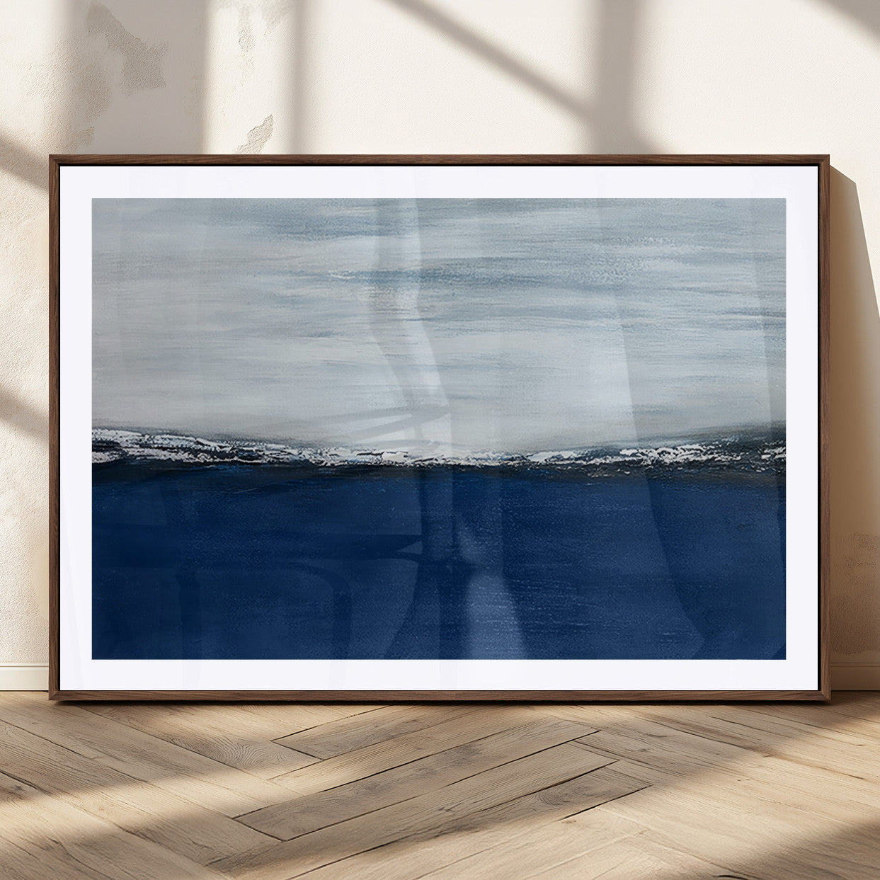 62197-MGC-FP-36x24_Walnut-Navy Blue Abstract Wall Art Canvas Print