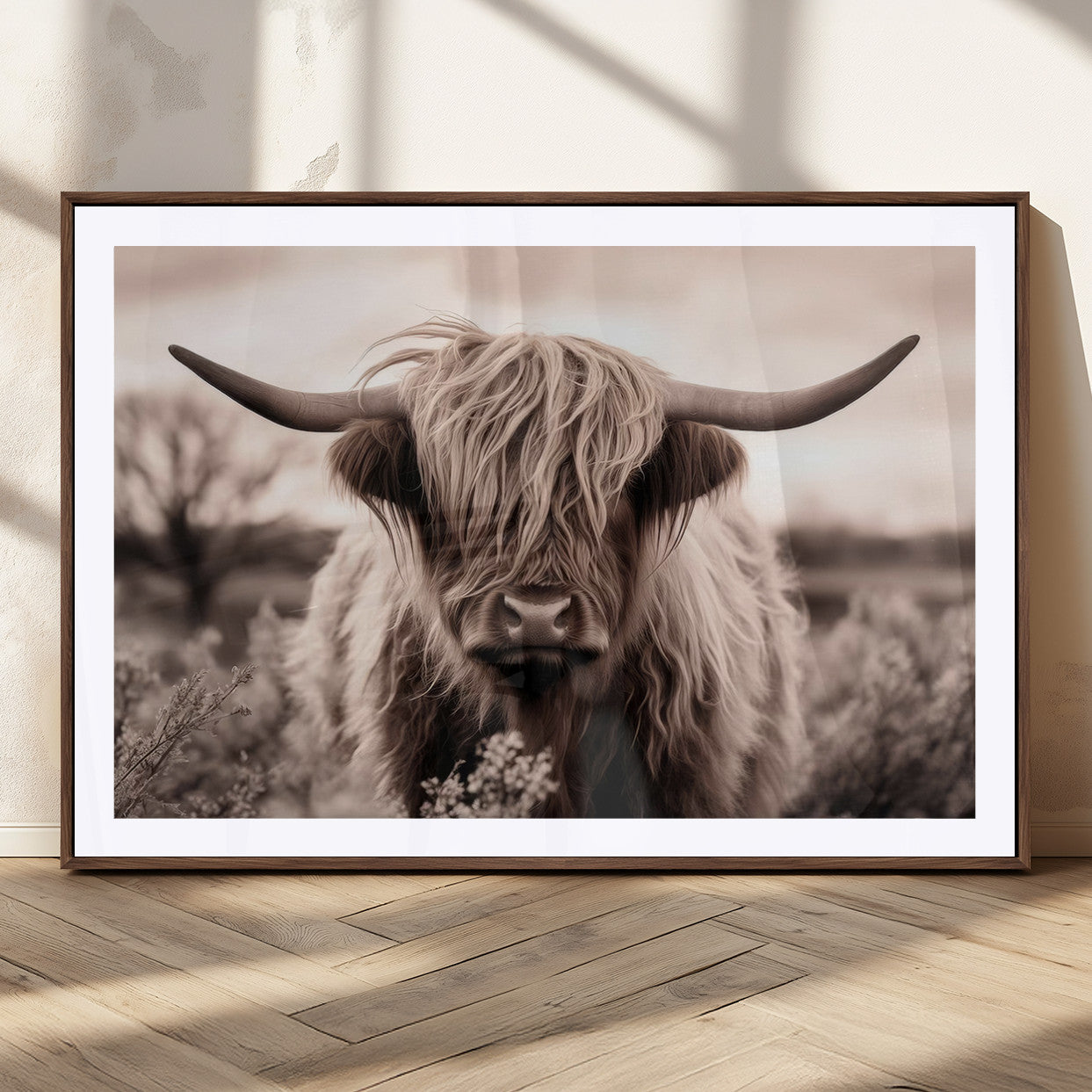 MGC-FP-36x24 - Scottish Cow Longhorn Wall Art Canvas Print