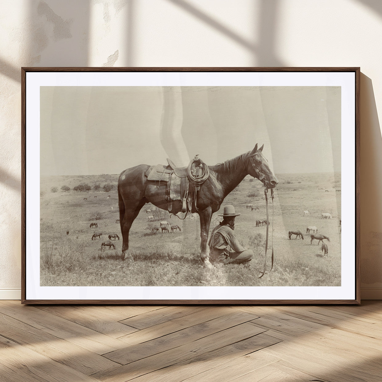 MGC-FP-36x24 - Cowboy Wall Art - Western Horse Canvas Print - Vintage Western Wall Art Canvas Print, Ready to Hang