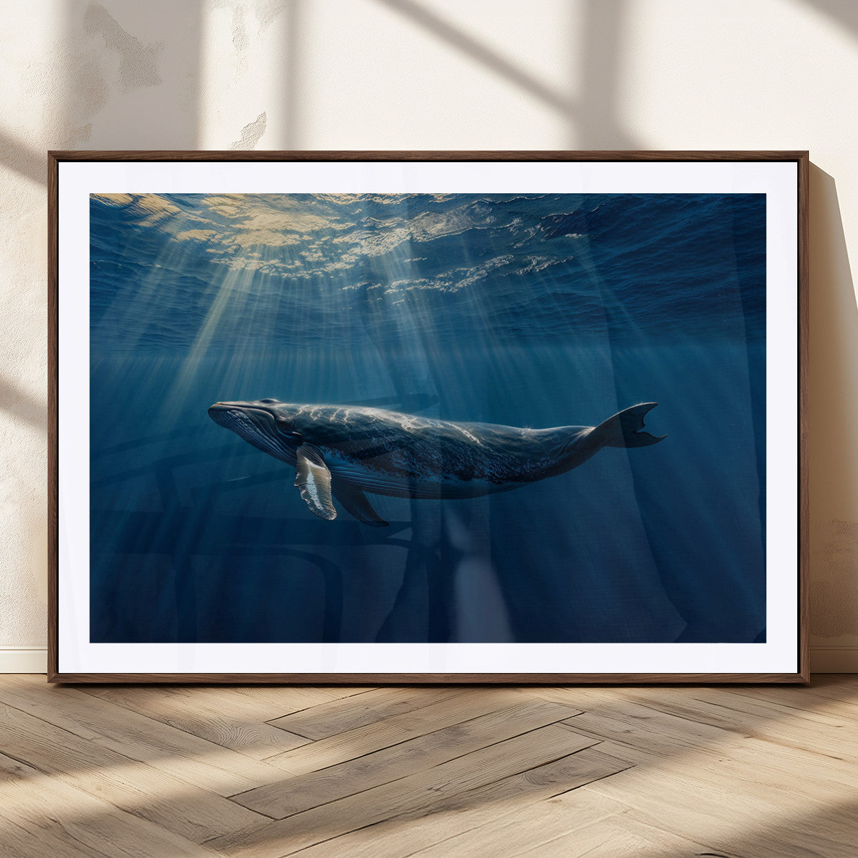 18052-MGC-FP-36x24_Walnut-Whale under Ocean Wall Art Canvas Print